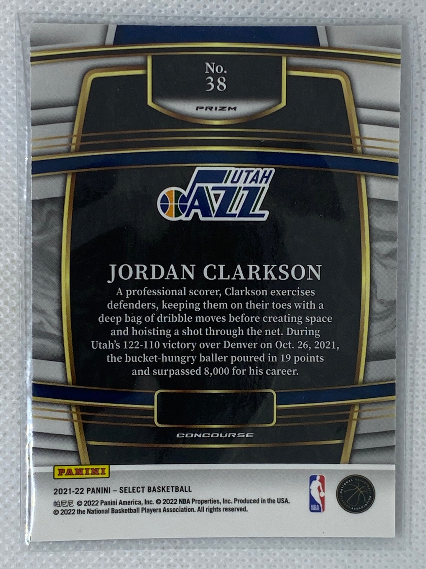 2021-22 Select Concourse Base Silver #38 Jordan Clarkson Utah Jazz