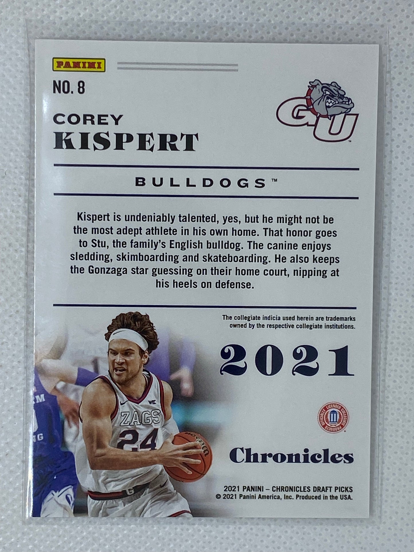 2021 Panini Chronicles Draft Picks Base Rookie Card Corey Kispert #8 Washington