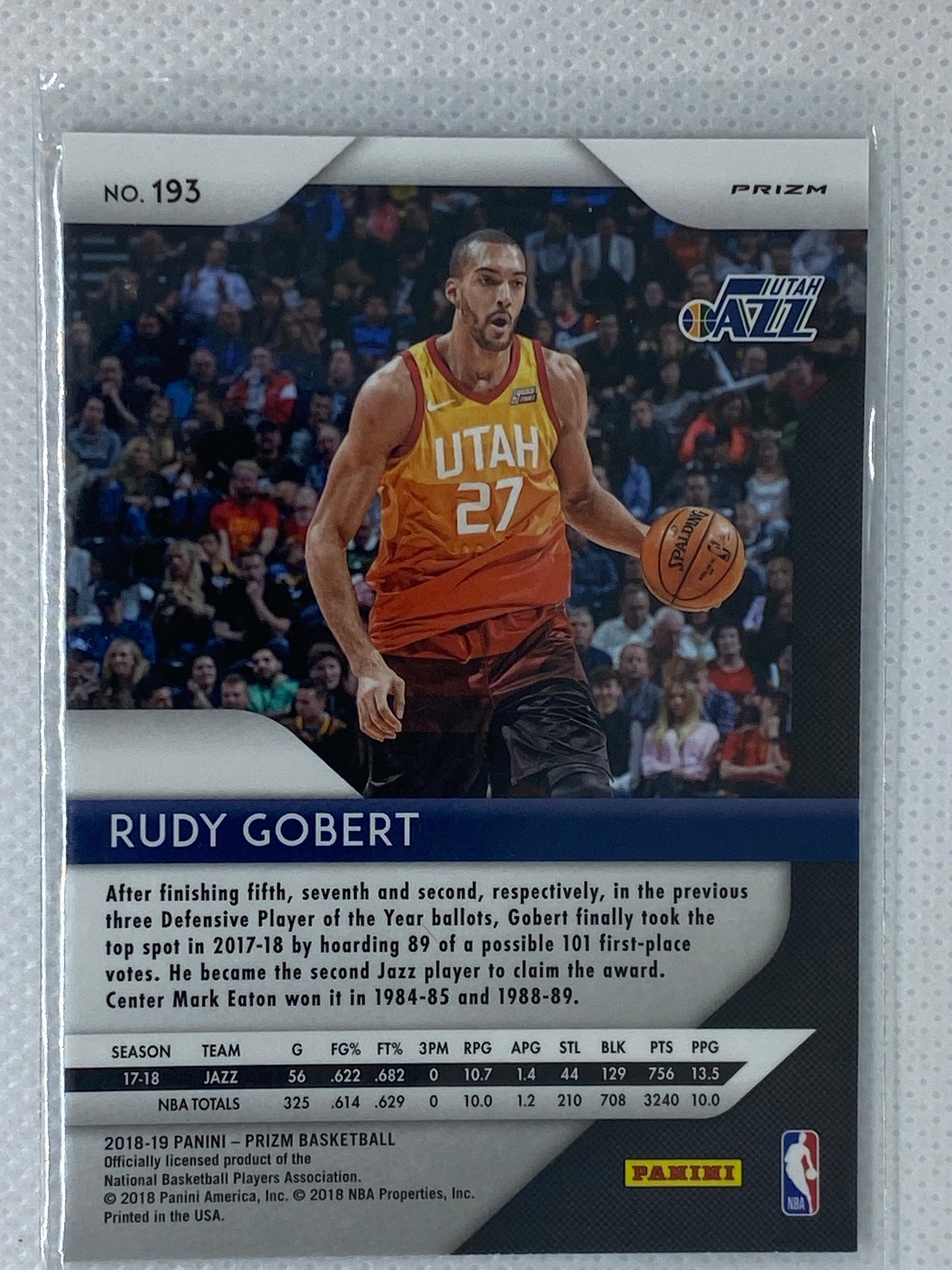2018-19 Prizm Rudy Gobert Green Prizm Jazz 193