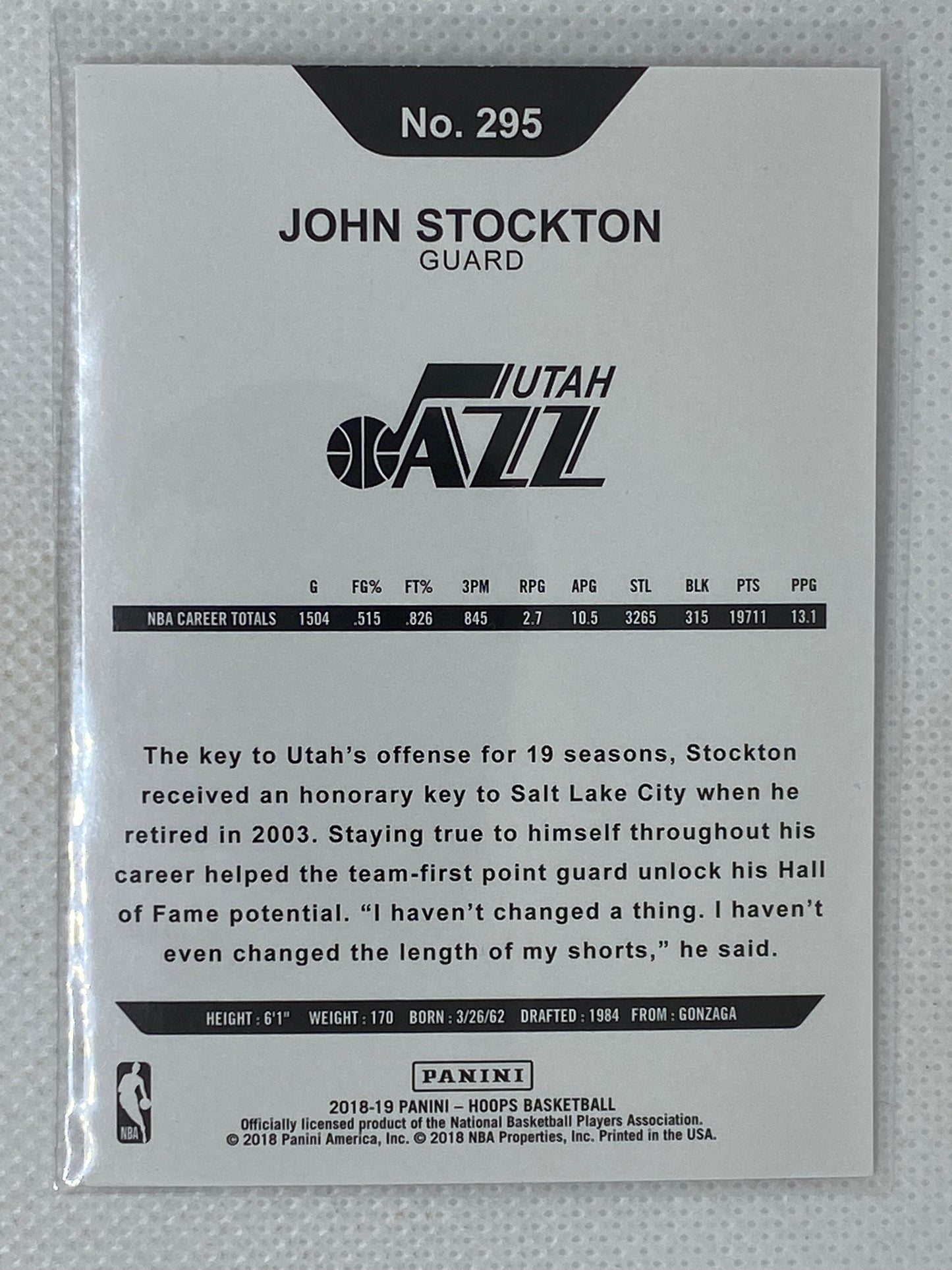 2018-19 Panini NBA Hoops Hoops Winter John Stockton #295 HOF