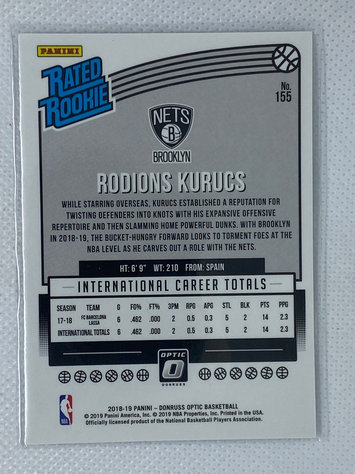2018-19 Donruss Optic Base Rated Rookies #155 Rodions Kurucs