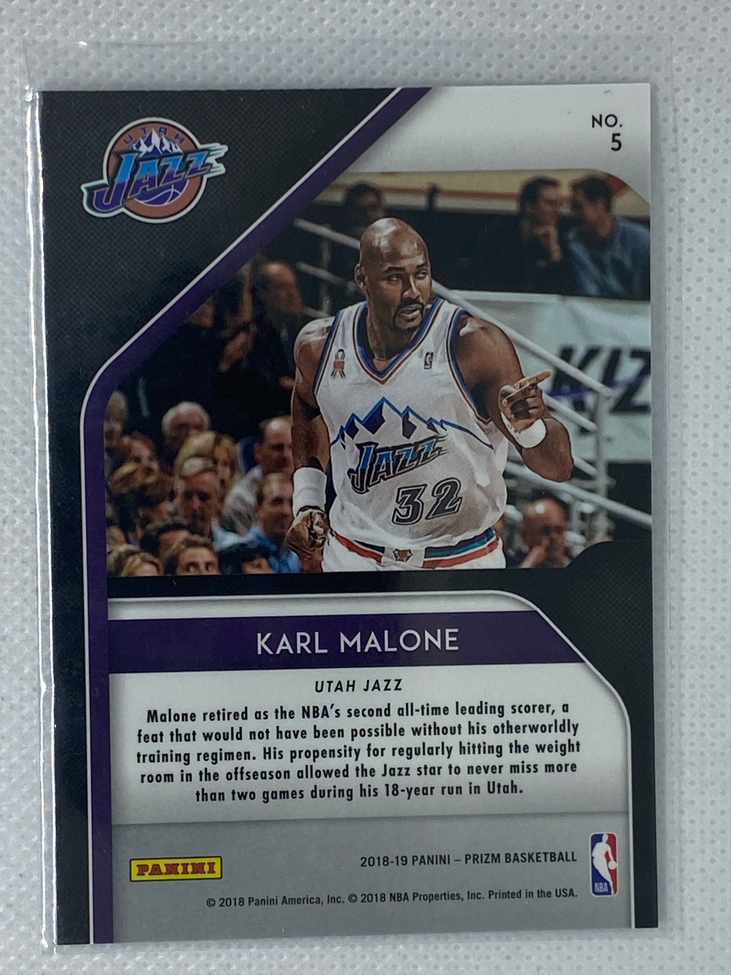 2018-19 Panini Prizm Hall Monitors Karl Malone #5 Utah Jazz