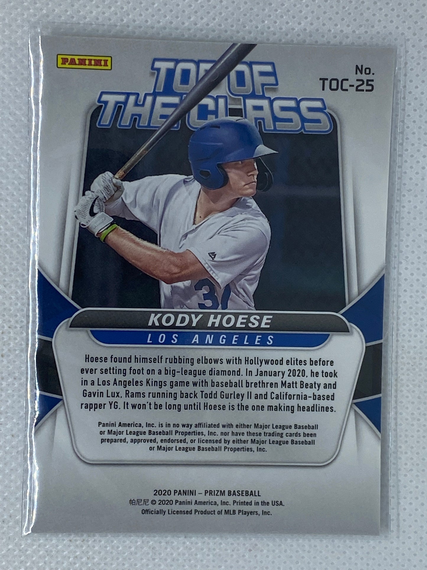 2020 Prizm Top of the Class #TOC-25 Kody Hoese - Los Angeles Dodgers