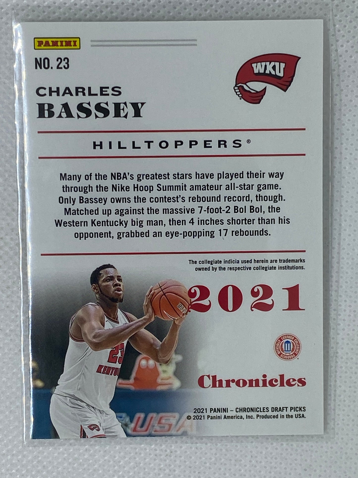 2021-22 Panini Chronicles Draft Picks Charles Bassey Rookie Black #23