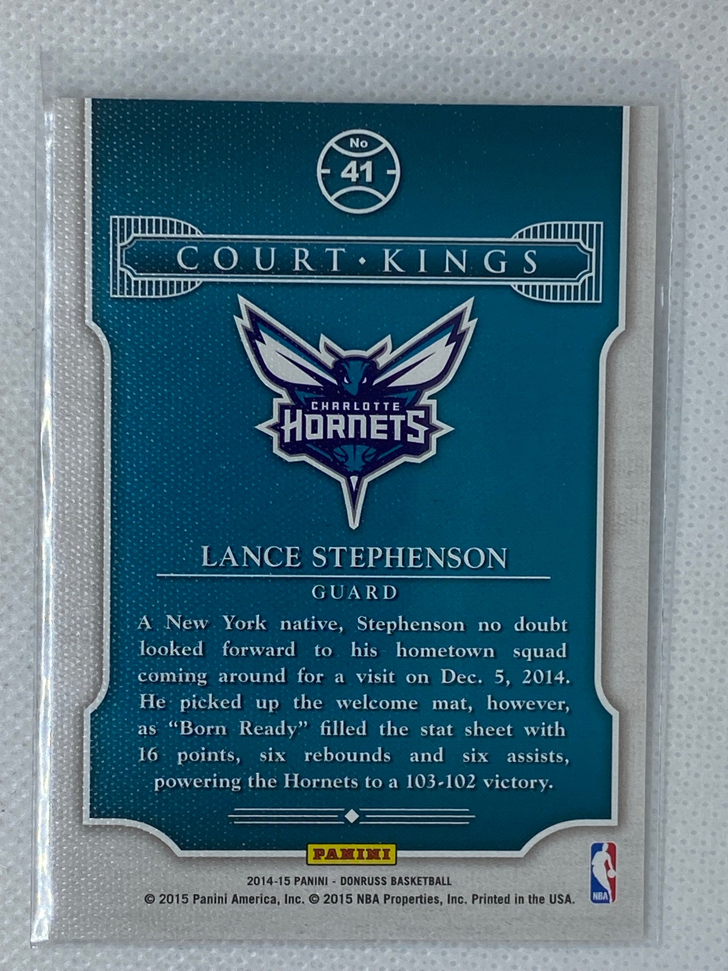 2014-15 Donruss Court Kings Hornets Basketball Card #41 Lance Stephenson