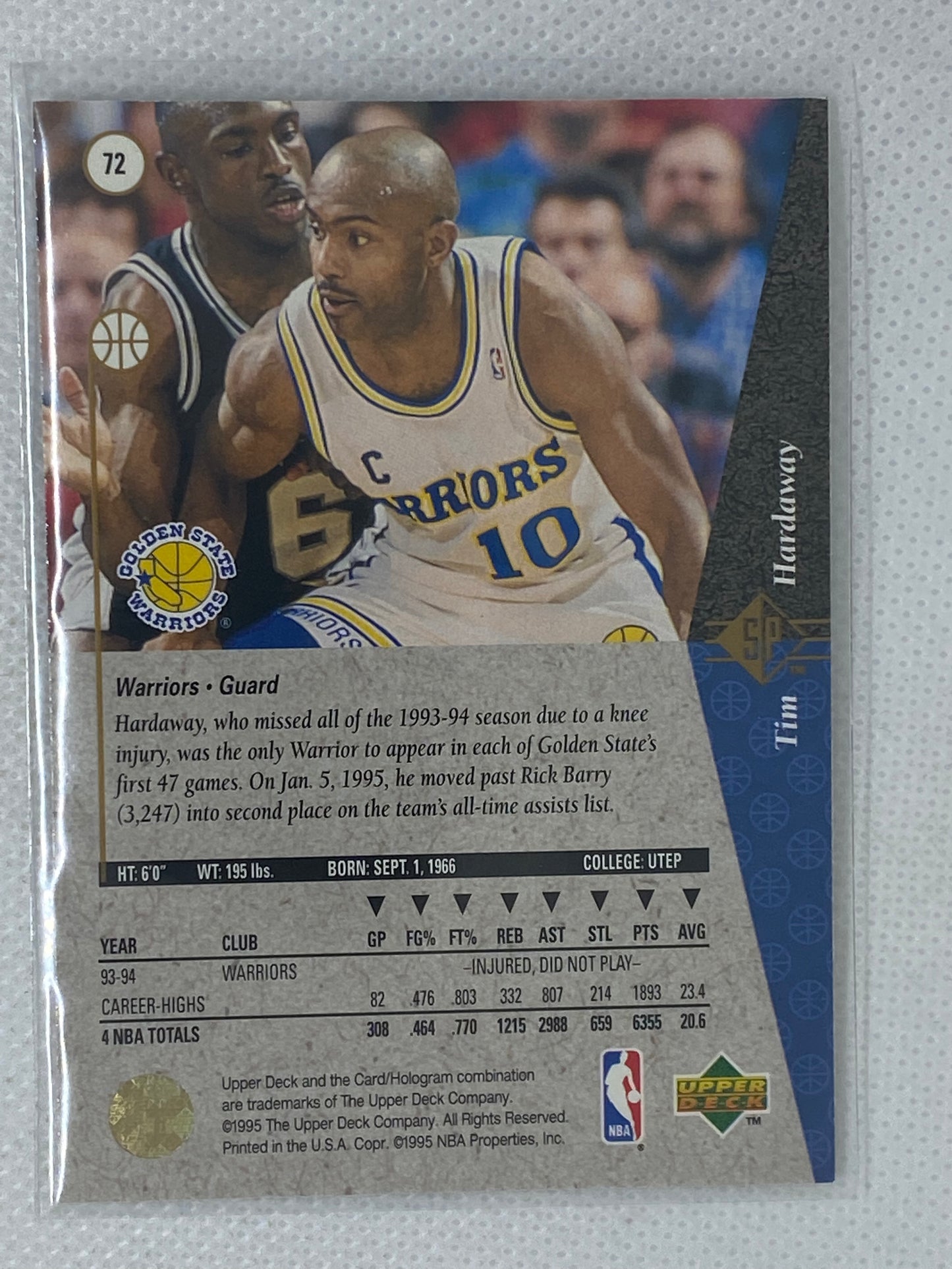 1994-95 Upper Deck SP Basketball #72 Tim Hardaway