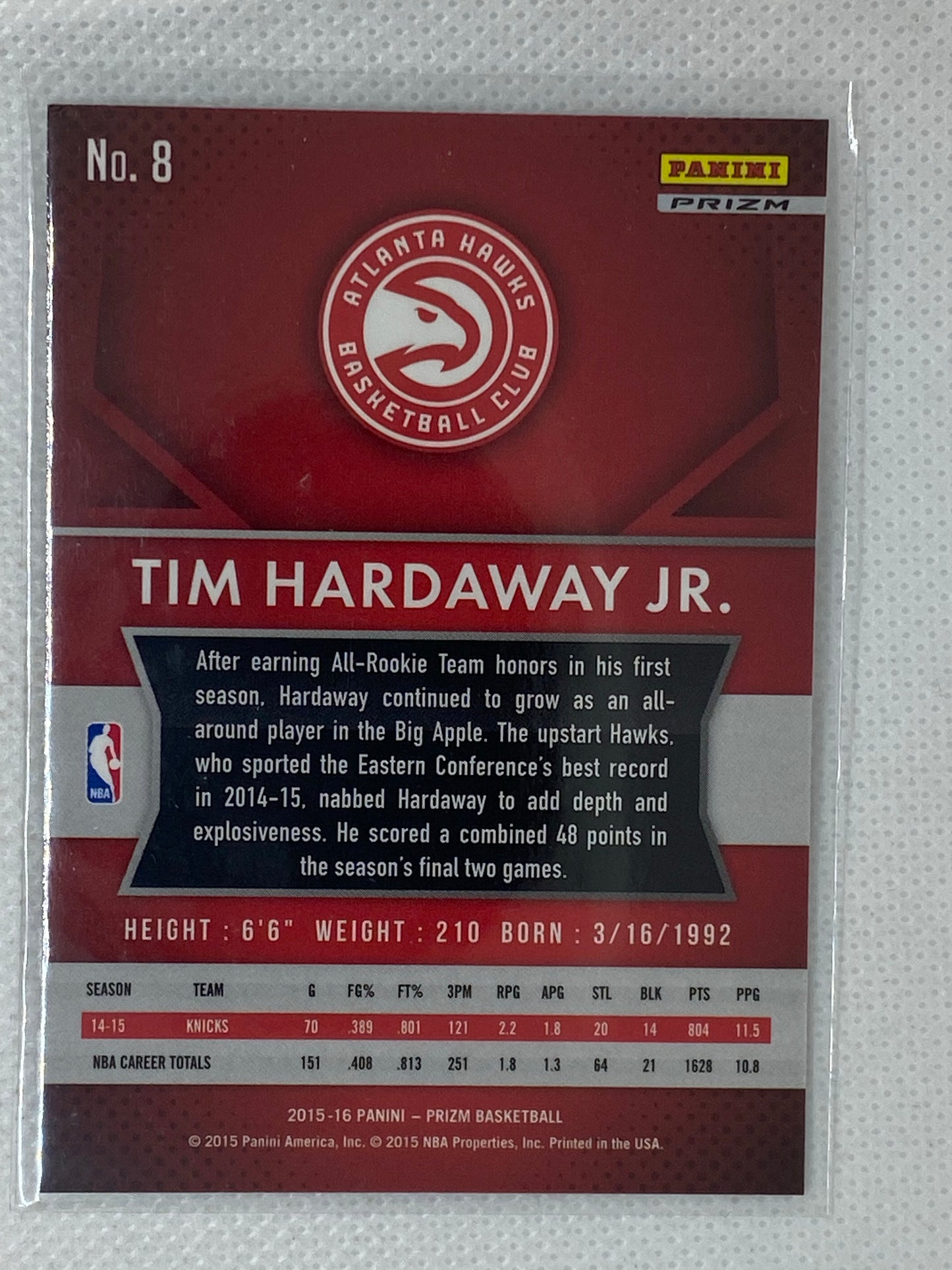 2015-16 Panini Prizm Prizms Flash Hawks Basketball Card #8 Tim Hardaway Jr