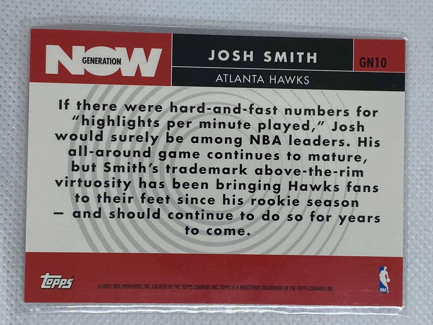 2007-08 Topps Basketball Generation Now #GN10 Josh Smith