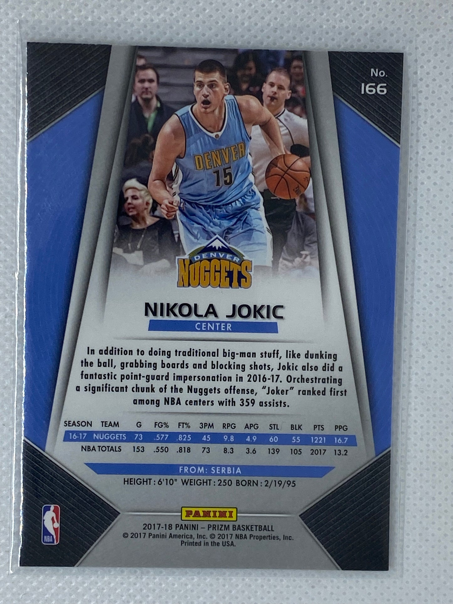 2017-18 Panini Prizm Nikola Jokic #166 Denver Nuggets
