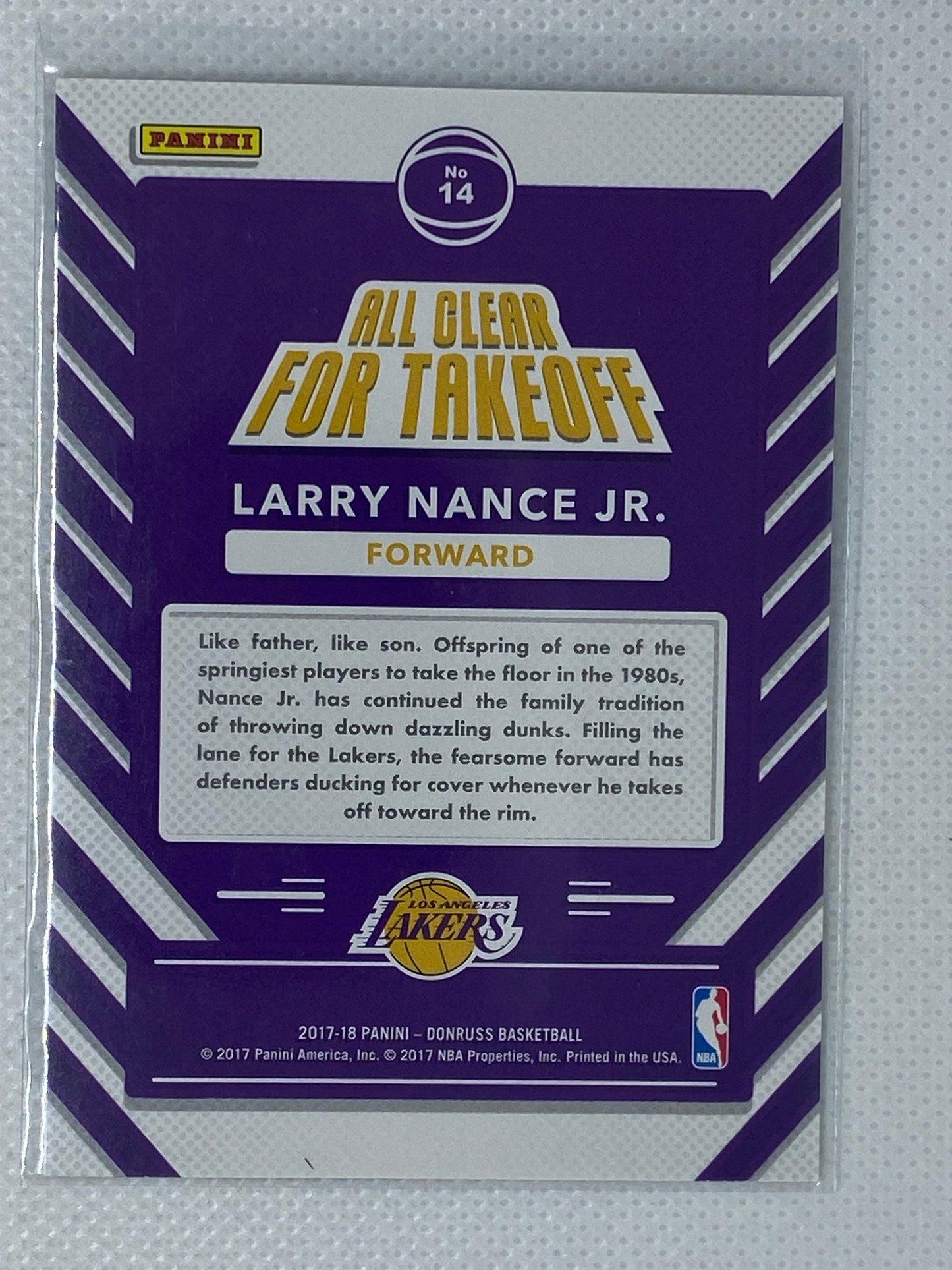 2017-18 Donruss Basketball All Clear for Takeoff #14 Larry Nance Jr.
