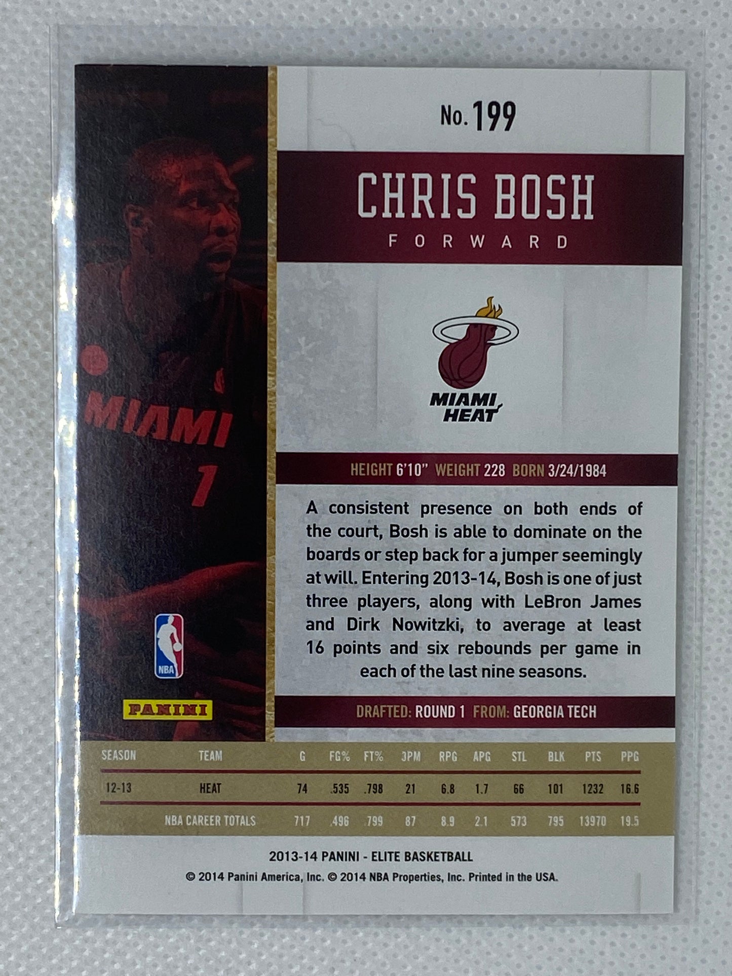 2013-14 Elite Miami Heat Basketball Card #199 Chris Bosh