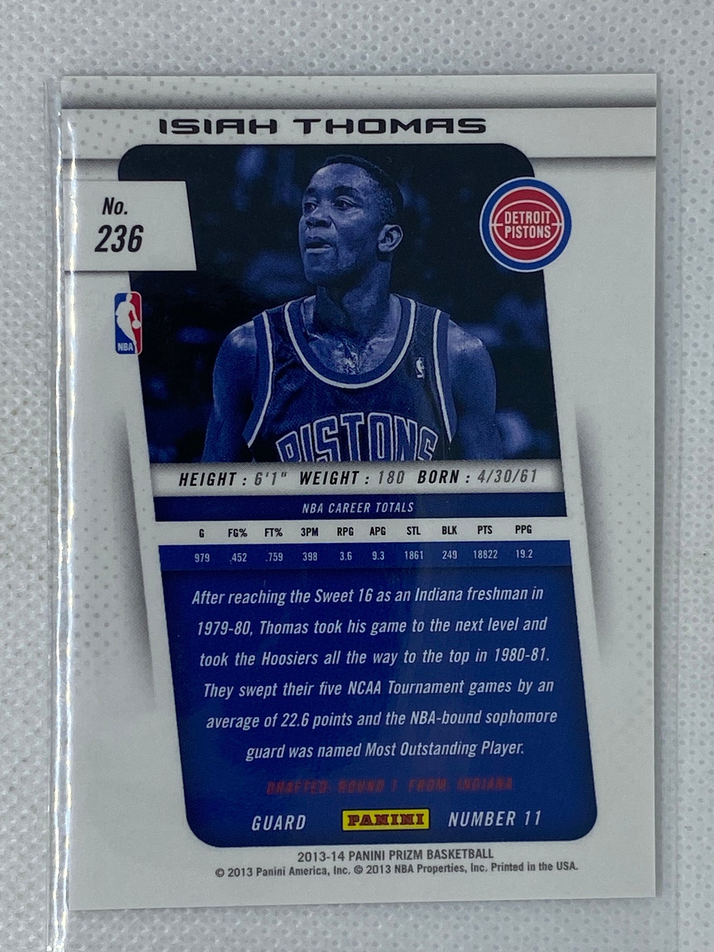 2013-14 Panini Prizm Commons #236 Isiah Thomas Pistons