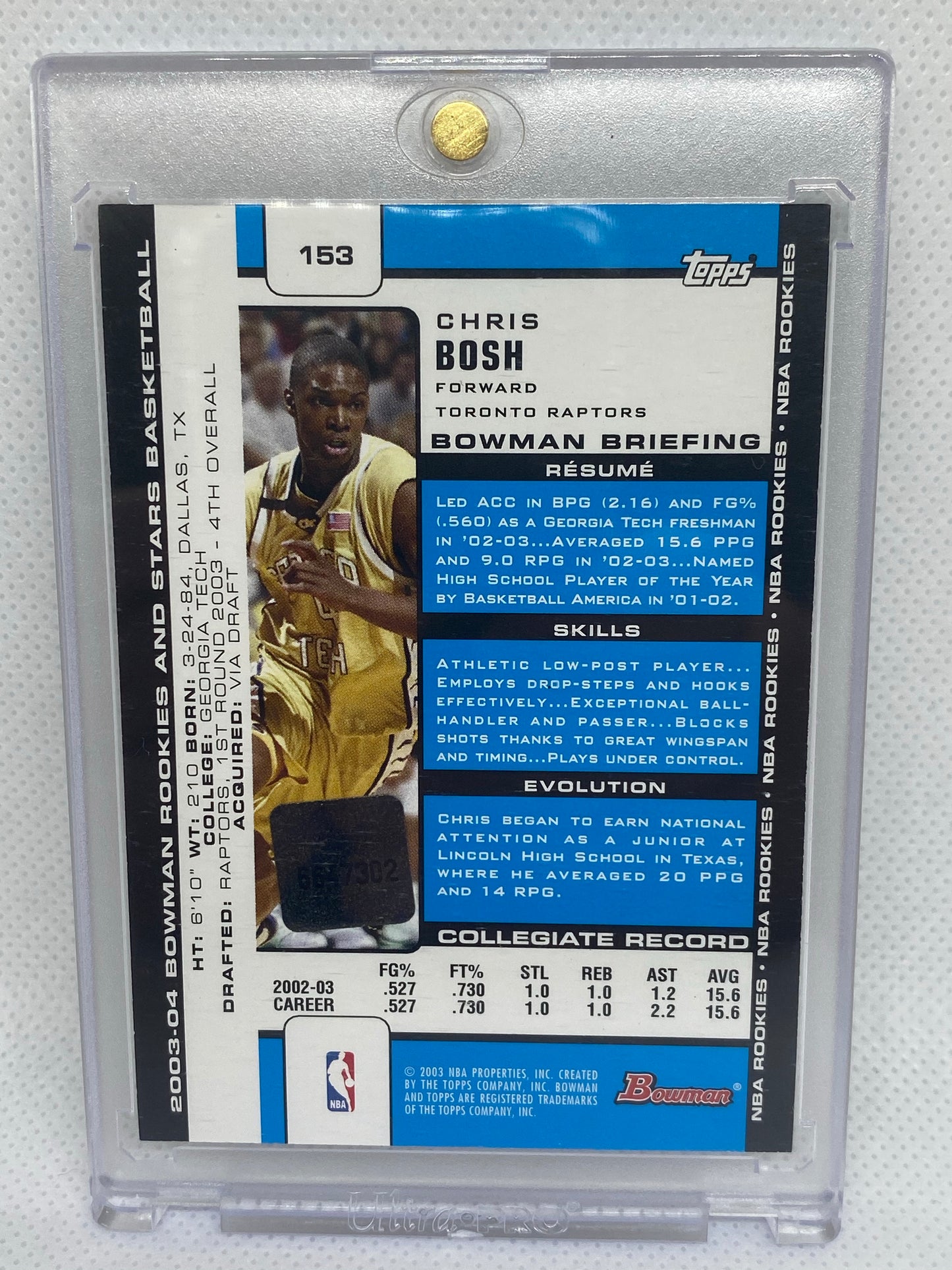 2003-04 Bowman Rookies and Stars Autograph #153 Chris Bosh Toronto Raptors Miami Heat