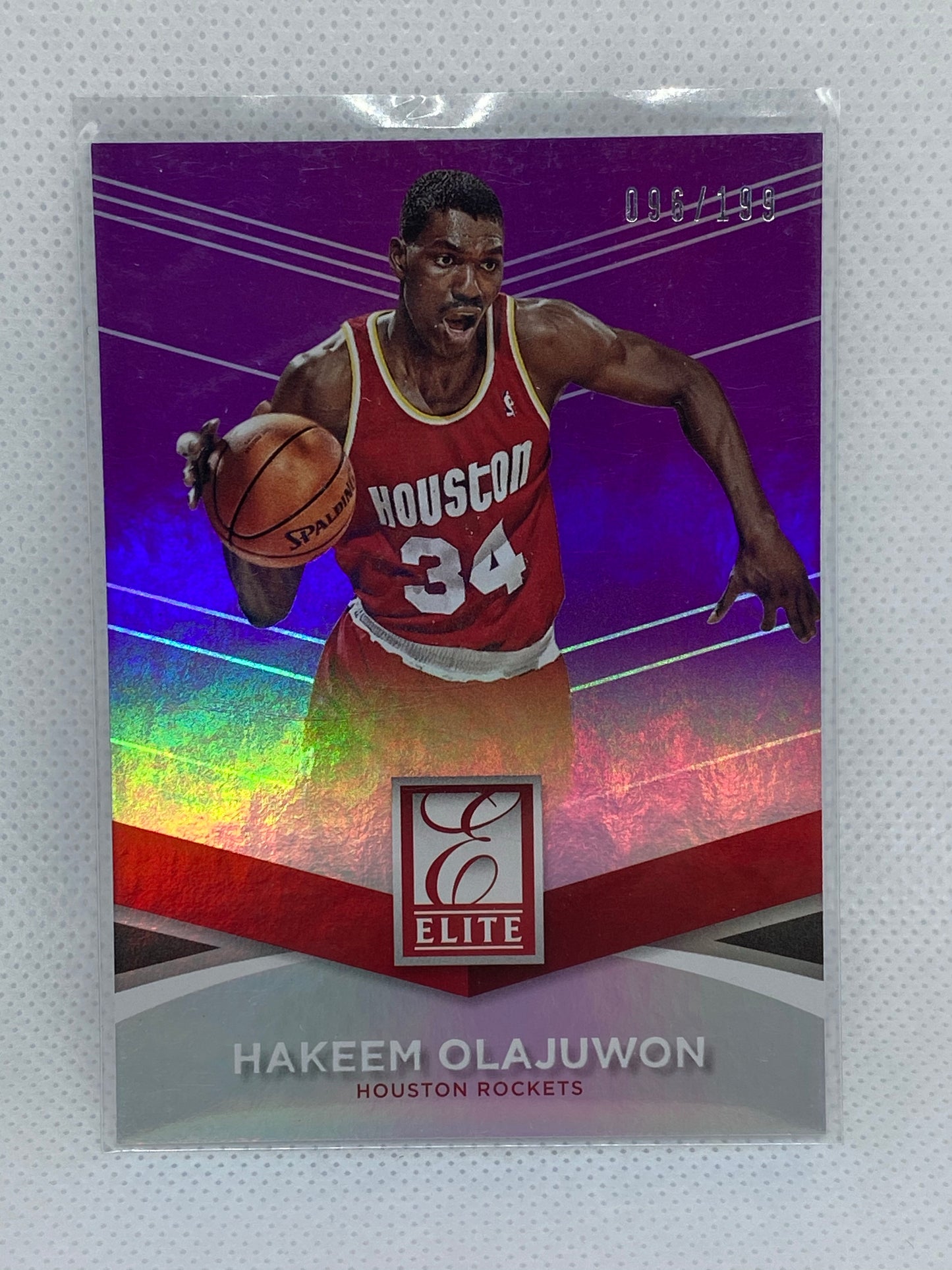 2014-15 Panini Donruss Elite Set Purple 96/199 Hakeem Olajuwon #85