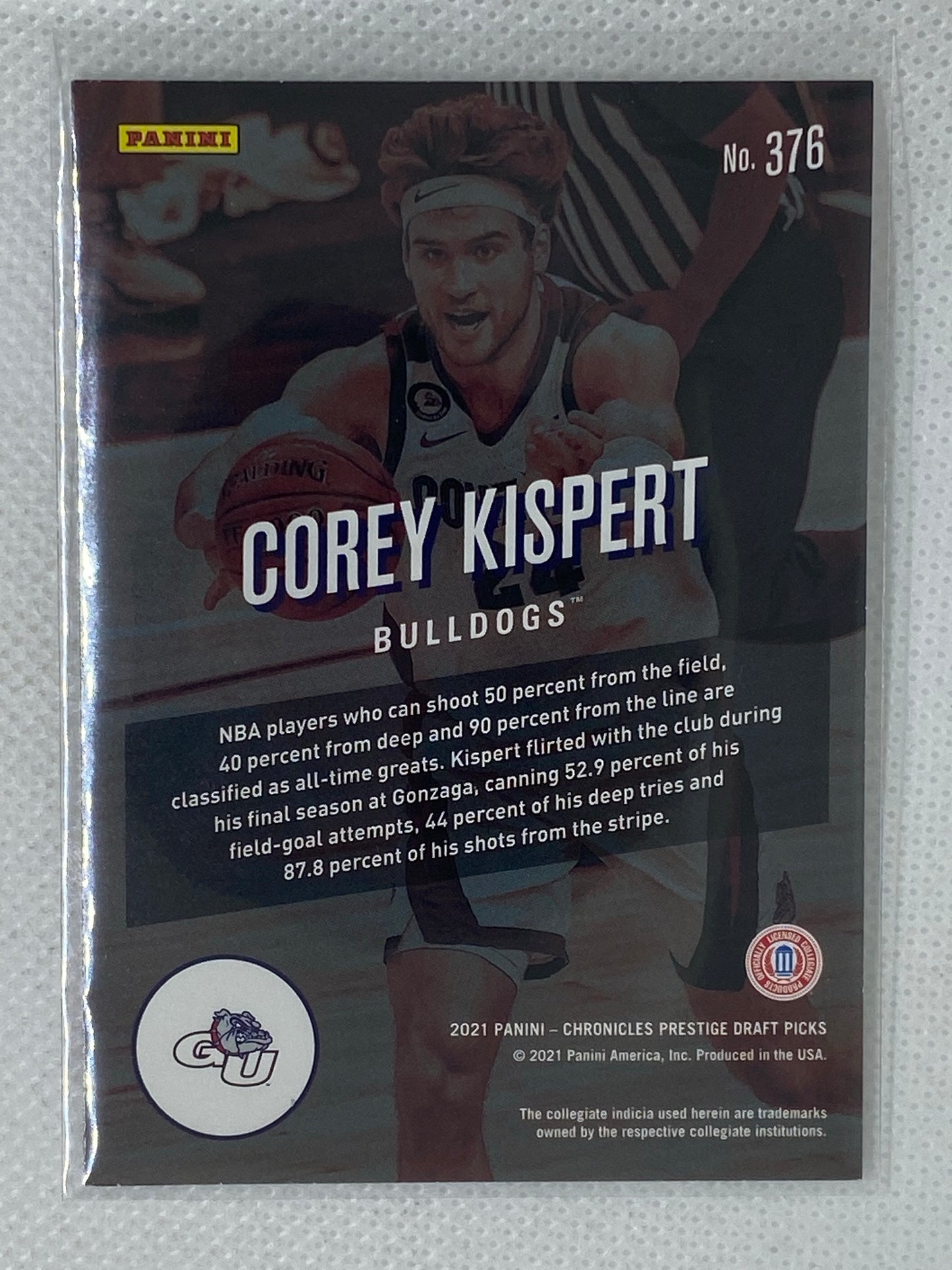 2021-22 Panini Chronicles Prestige Draft Picks Corey Kispert #376 RC Rookie Card