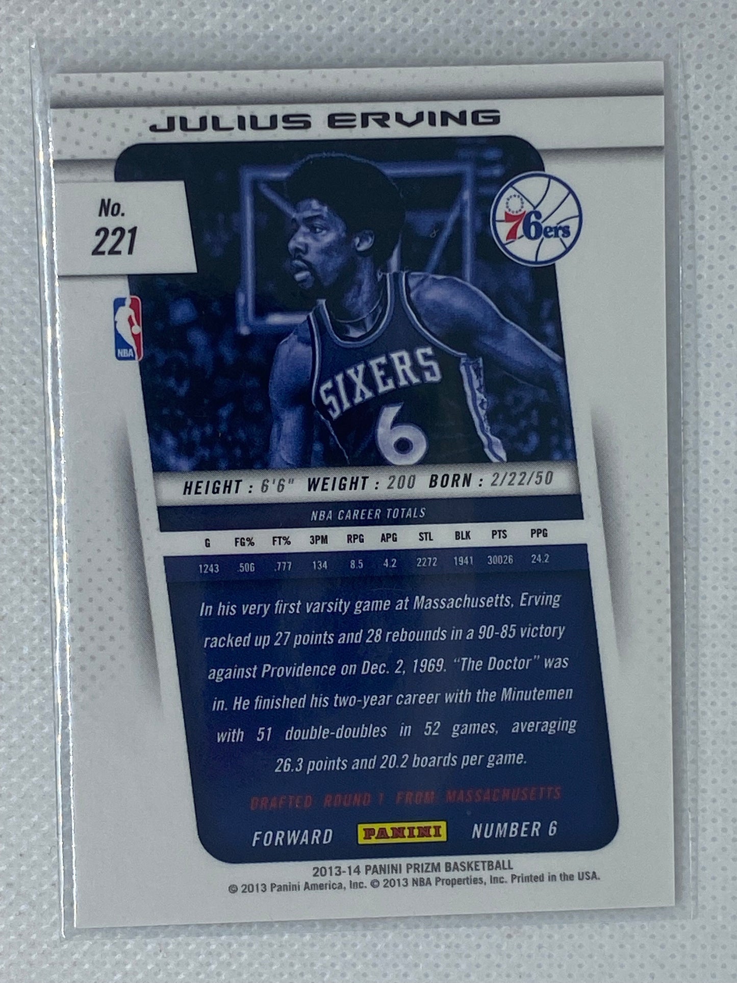 2013-14 Panini Prizm #221 Julius Erving - Philadelphia 76ers HOF