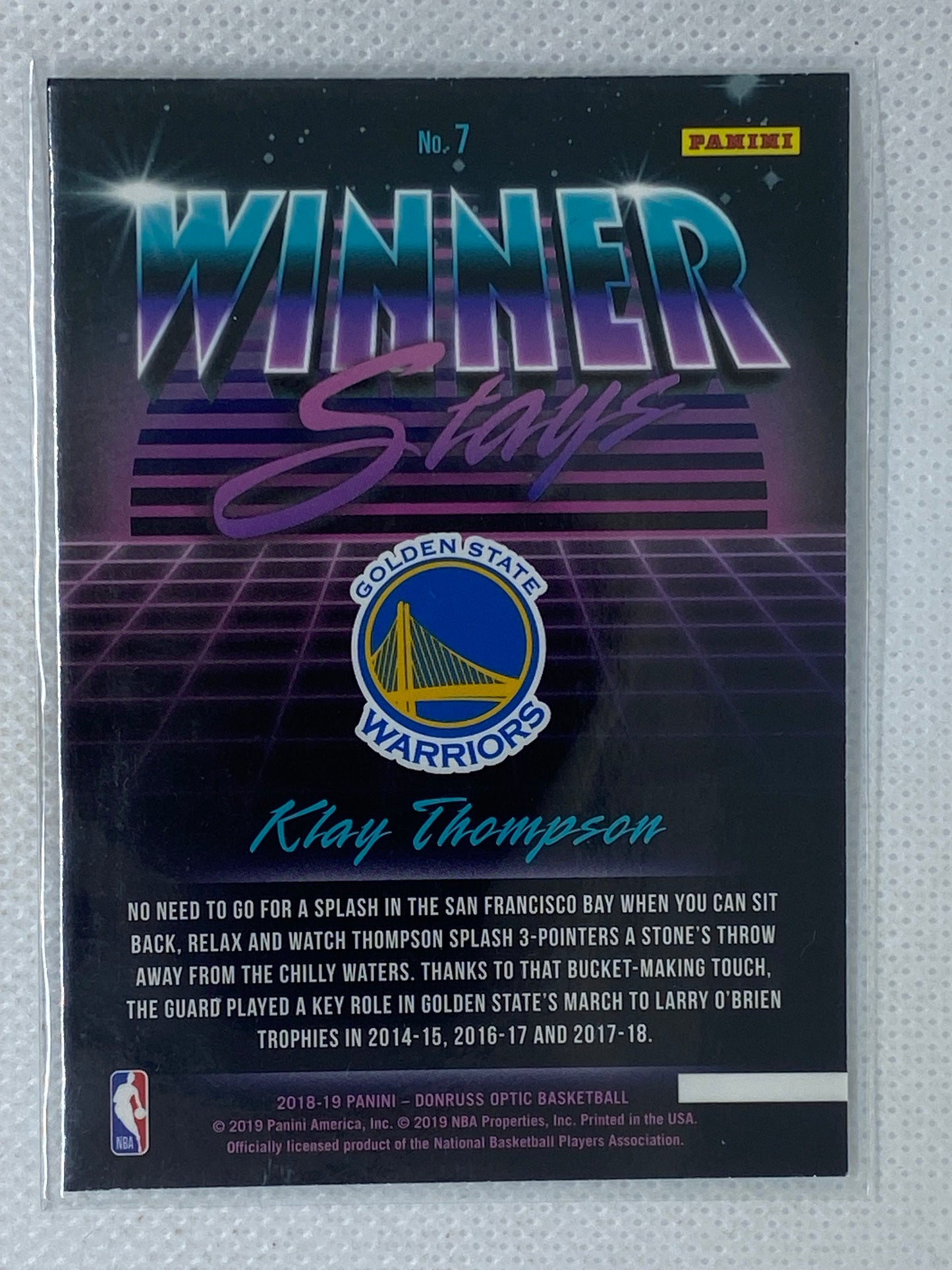 2018-19 Panini Donruss Optic Winner Stays #7 Klay Thompson Warriors