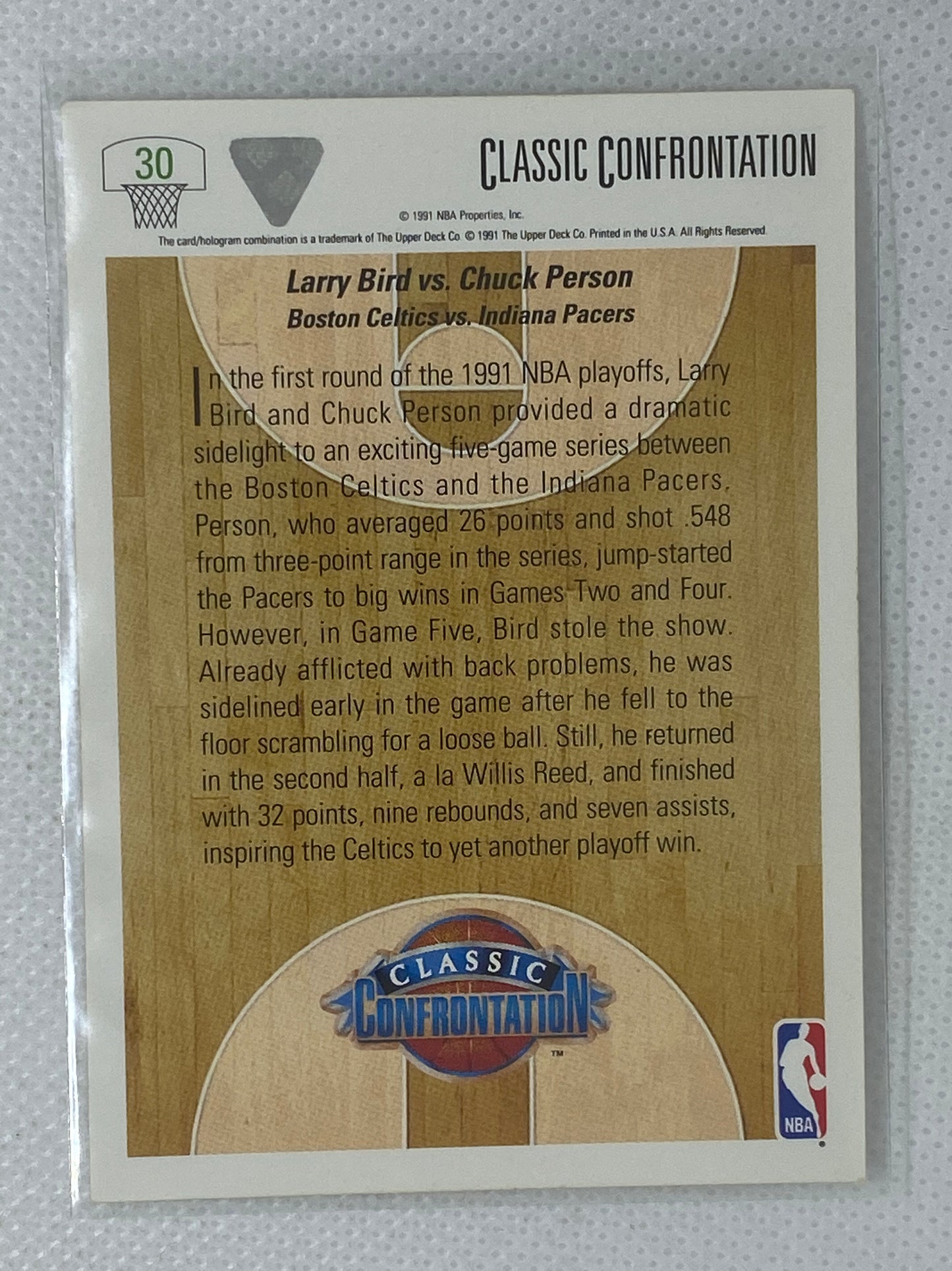 1991-92 Upper Deck Larry Bird vs Chuck Person Classic Confrontation Card #30