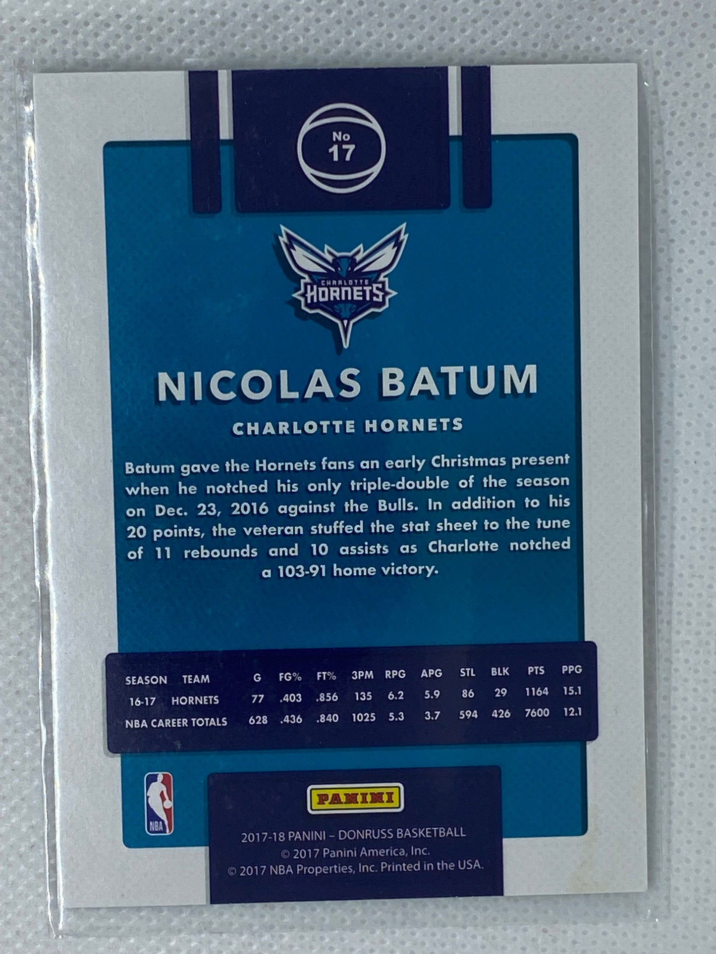 2017-18 Panini Donruss Holo Green and Yellow Laser Nicolas Batum #17