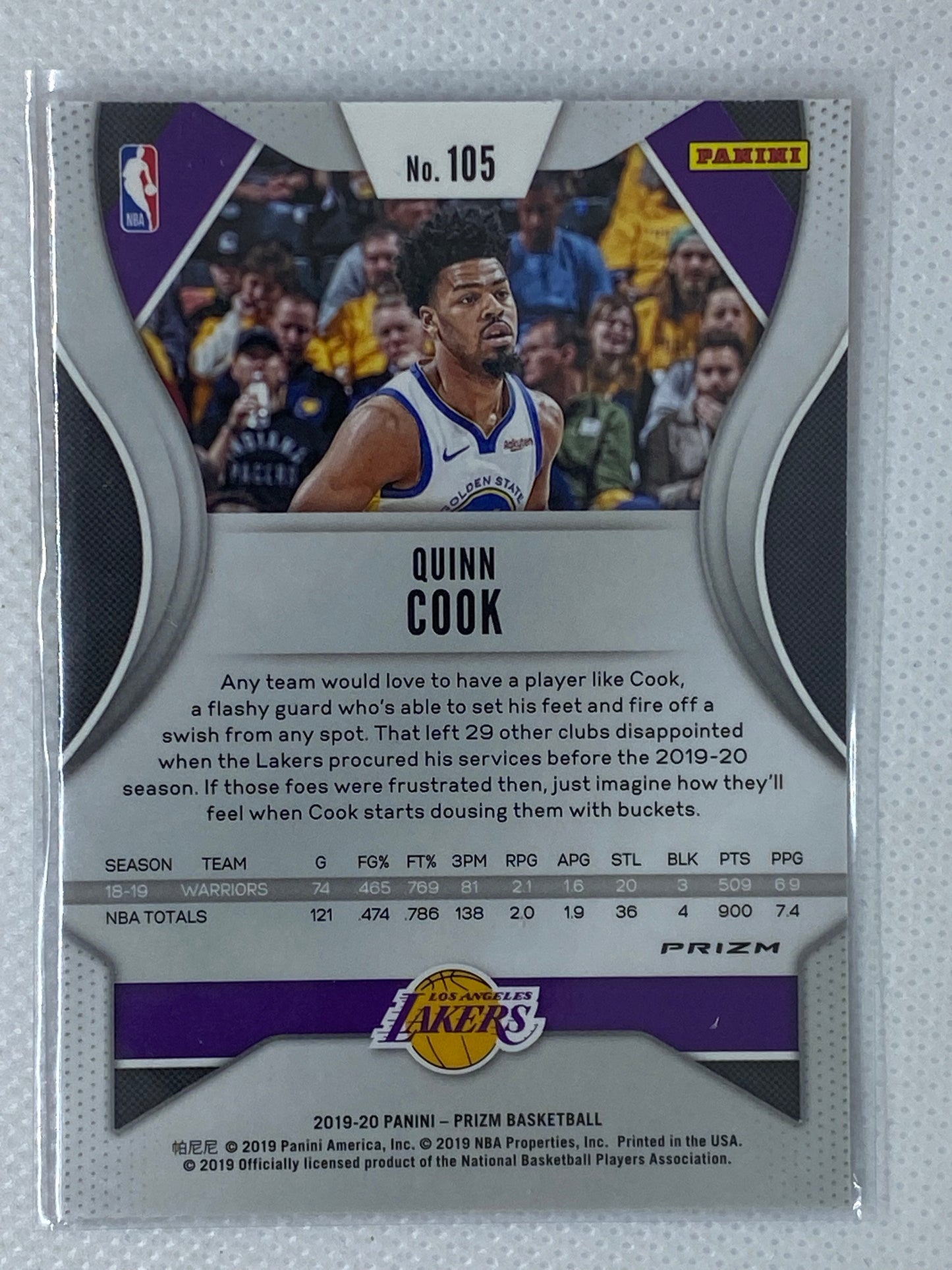 2019-20 Panini Prizm #105 Quinn Cook RWB Prizm