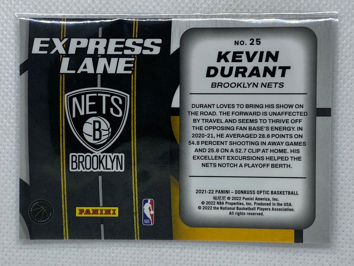 2021-22 Donruss Optic Express Lane Insert #25 Kevin Durant Brooklyn Nets