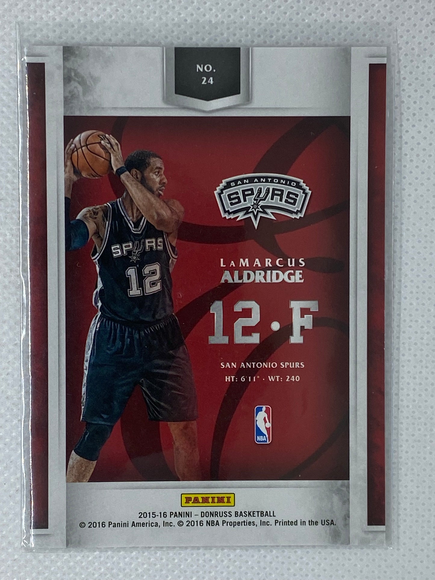 2015-16 Elite Extra Edition Spurs Basketball Card #24 LaMarcus Aldridge