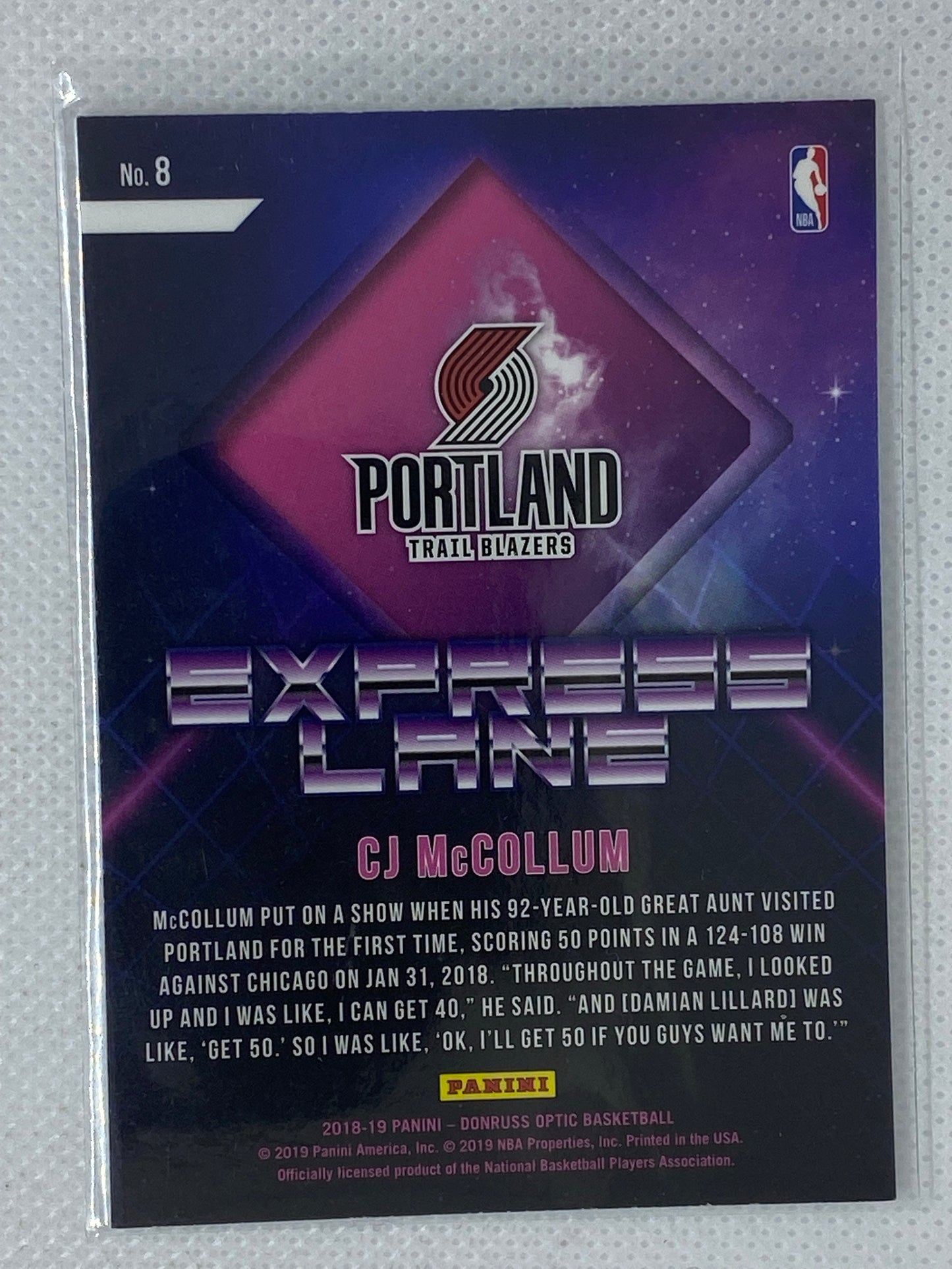 2018-19 Donruss Optic Express Lane #8 CJ McCollum Portland Trailblazers