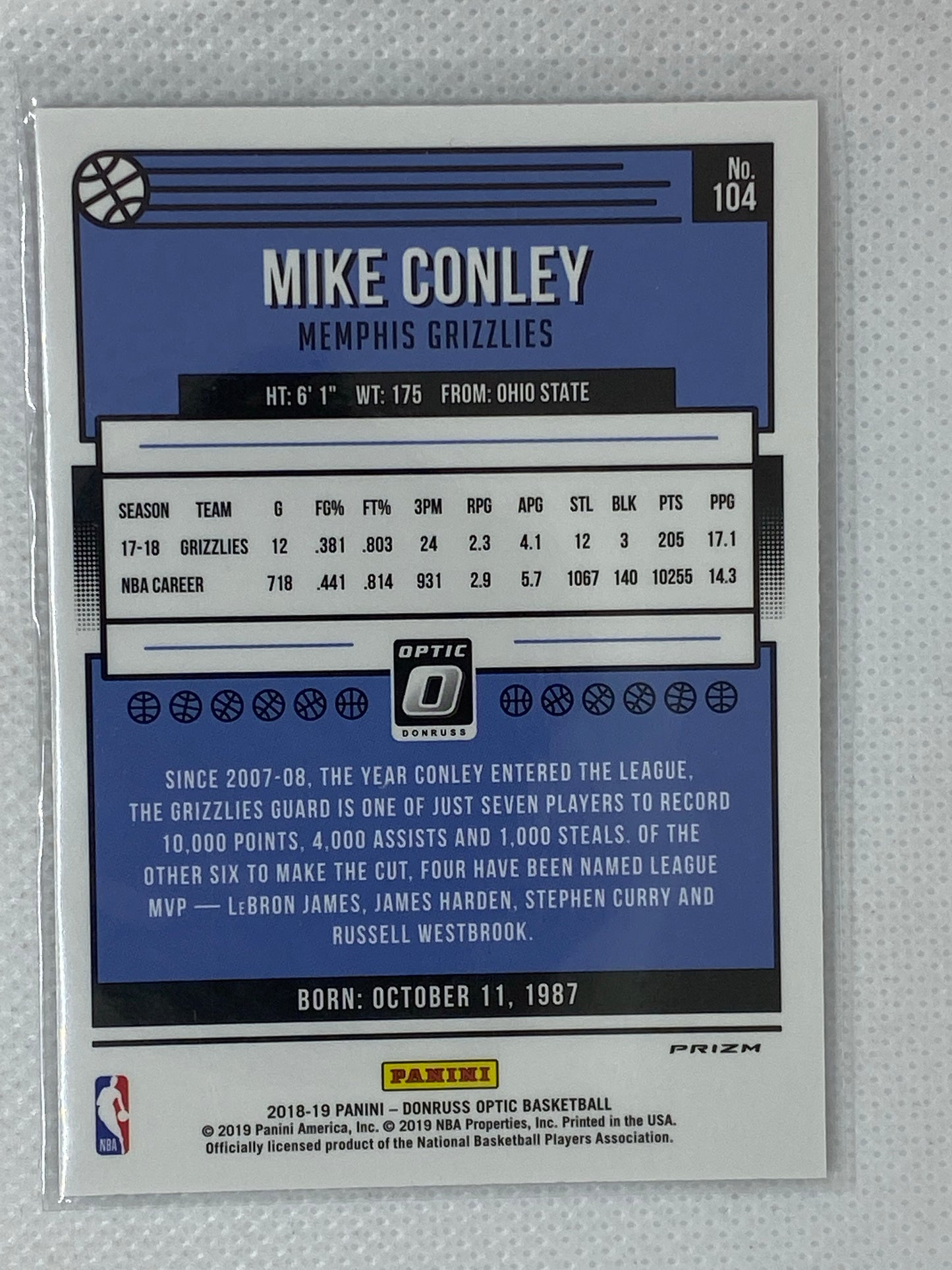 2018-19 Donruss Optic Purple #104 Mike Conley