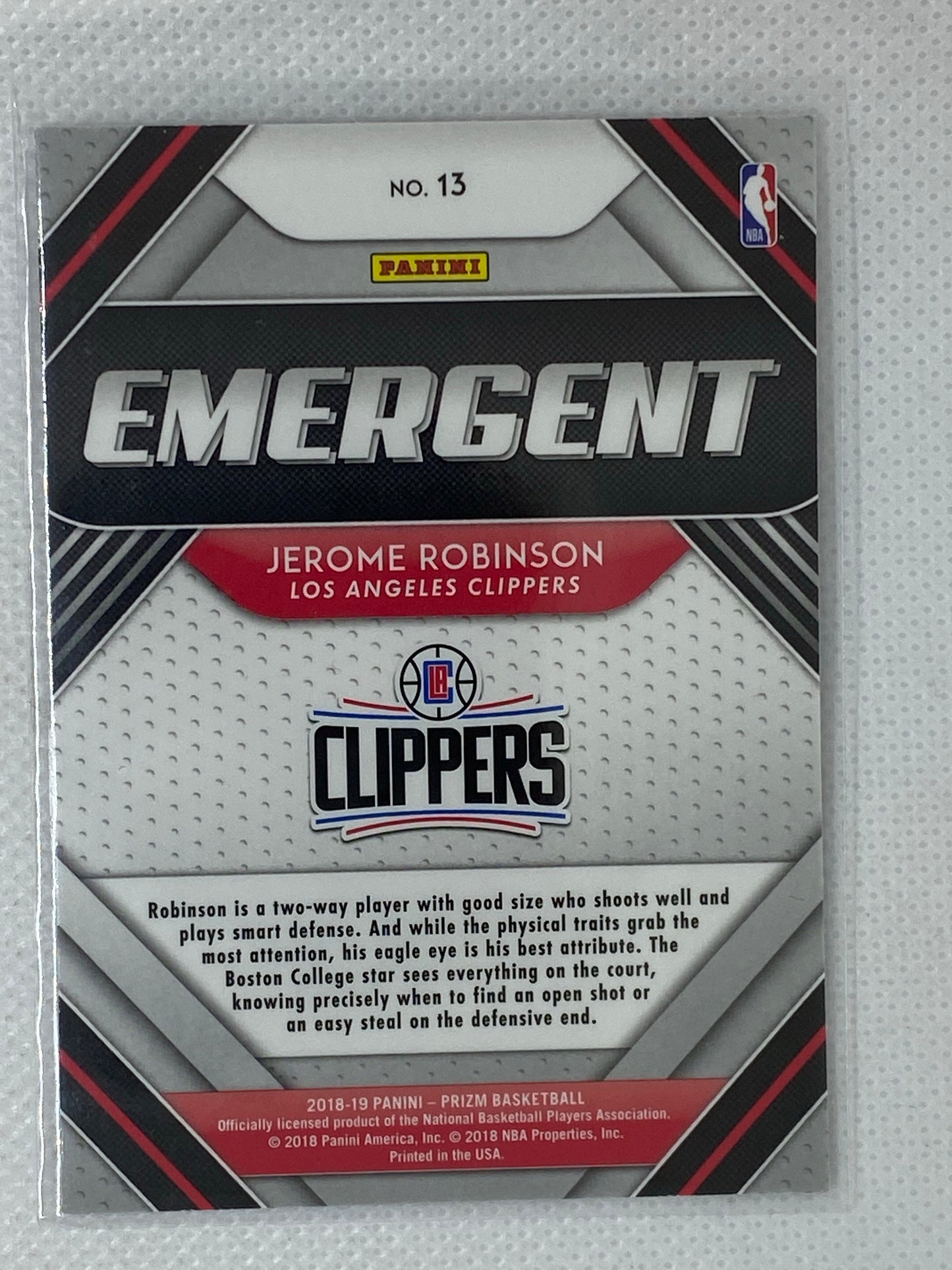 2018-19 Panini Prizm Emergent #13 Jerome Robinson