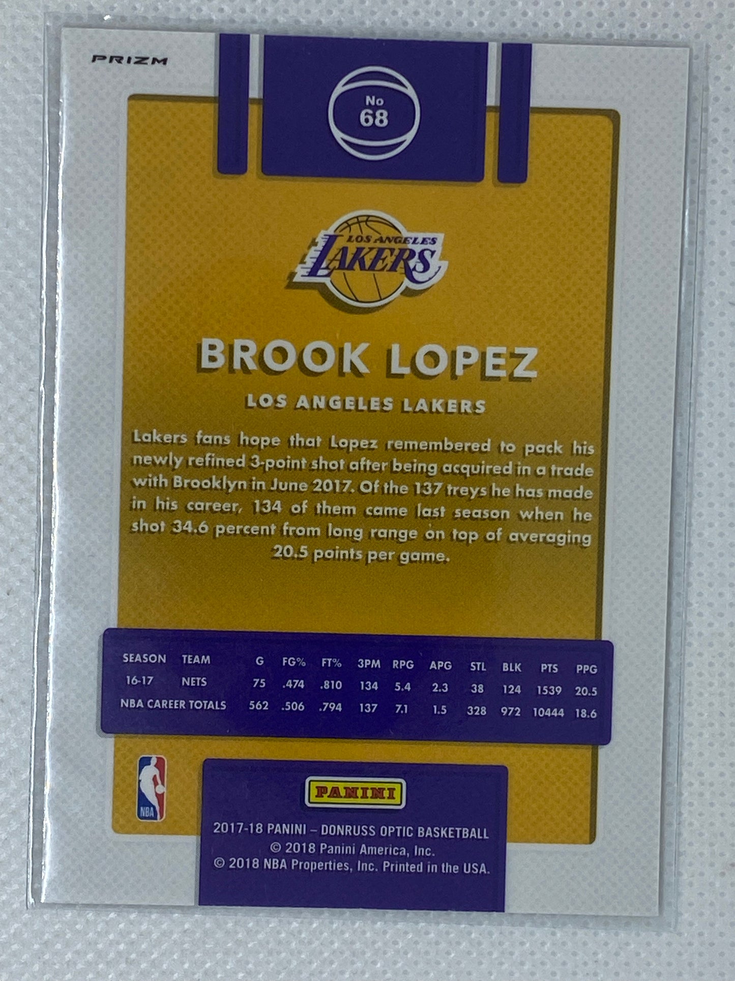 2017-18 Donruss Optic #68 Brook Lopez Holo Silver Prizm