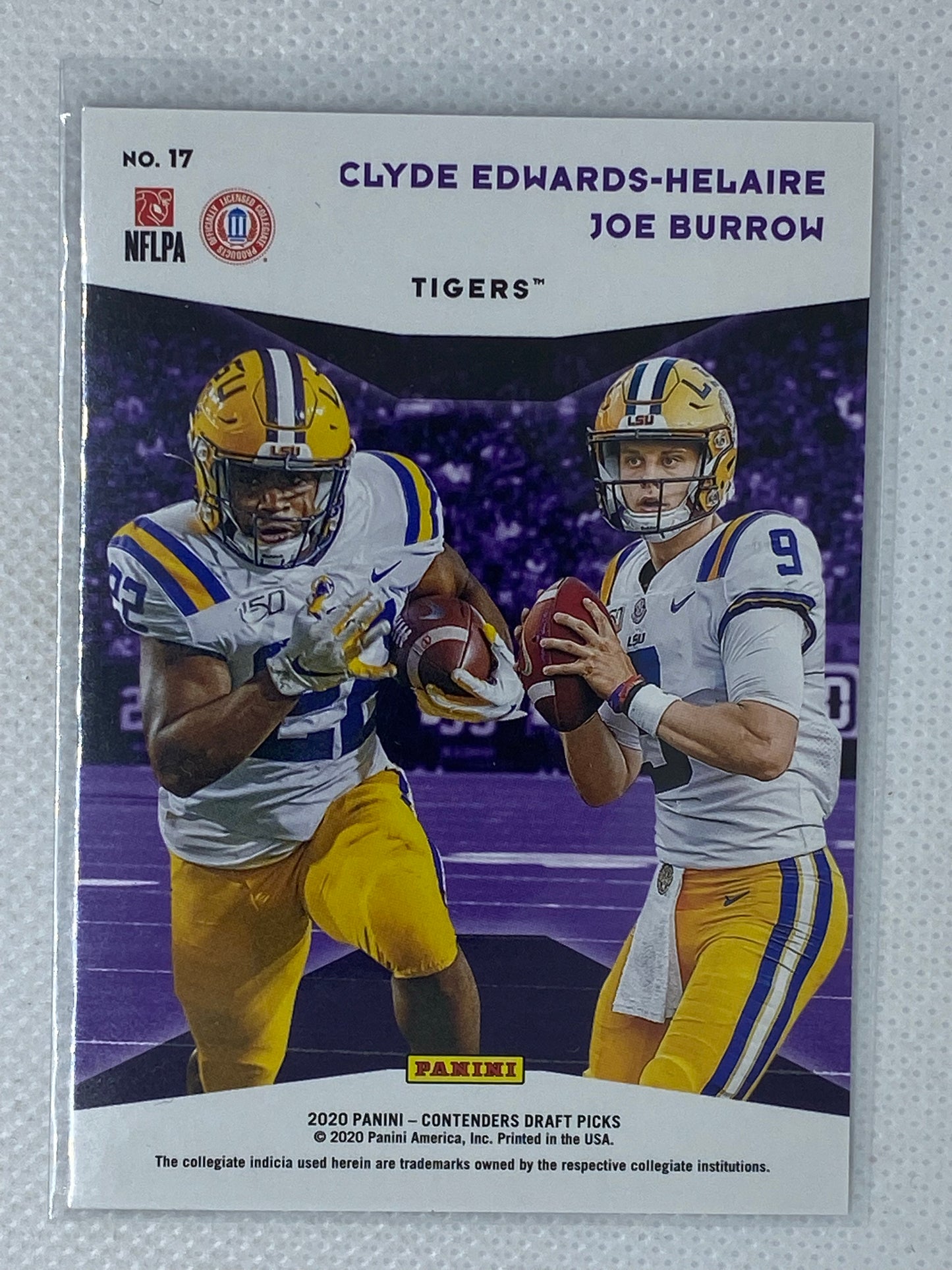 2020 Contenders Collegiate Connections #17 Joe Burrow Clyde Edwards-Helaire RC