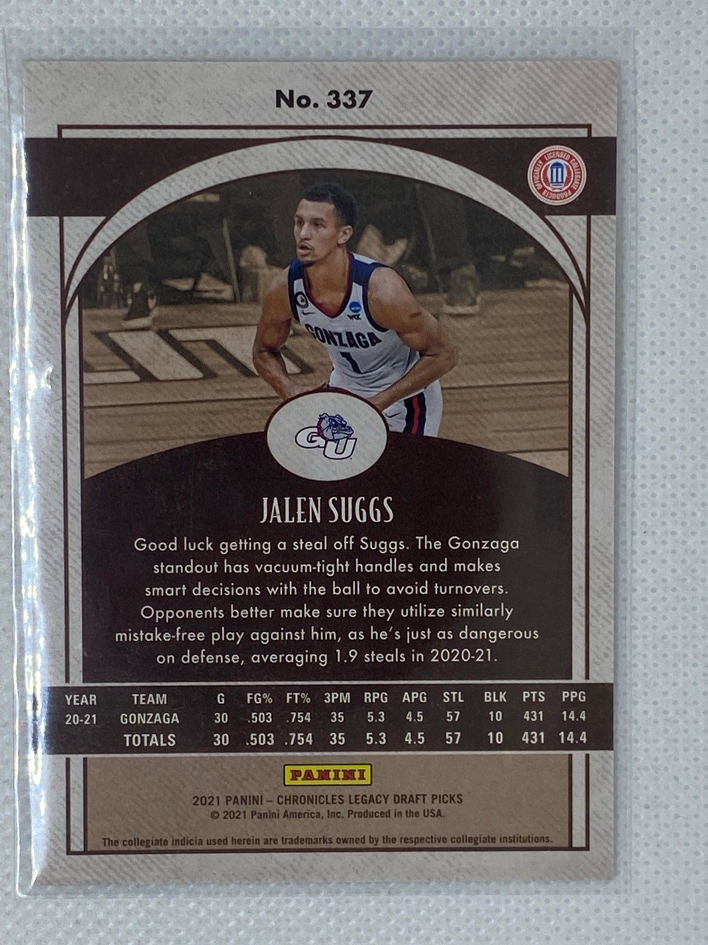2021-22 Panini Chronicles Draft Picks #337 Jalen Suggs RC Legacy Rookie