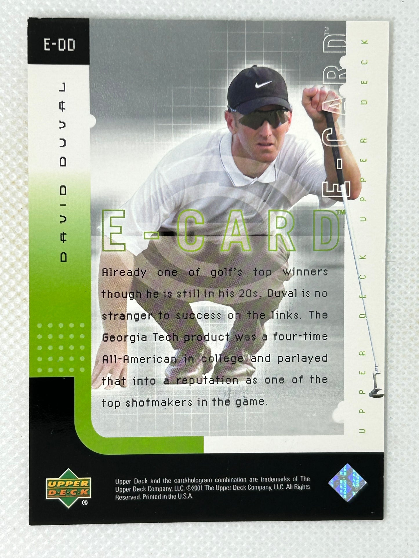 2001 Upper Deck Golf E-Card David Duval #E-DD Signed Card