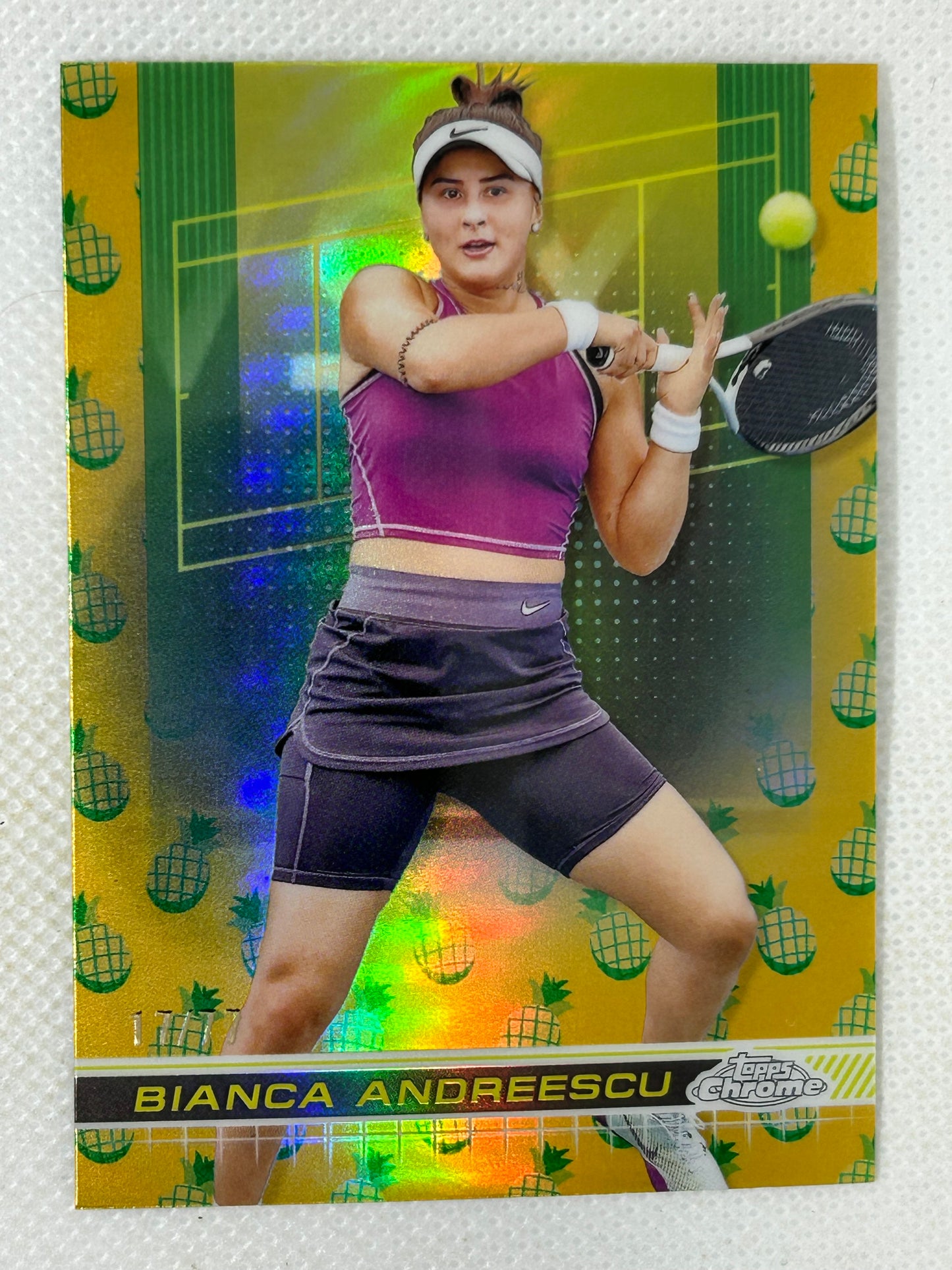 2024 Topps Chrome Tennis Bianca Andreescu Pineapple Refractor Parallel #121 SSP /77
