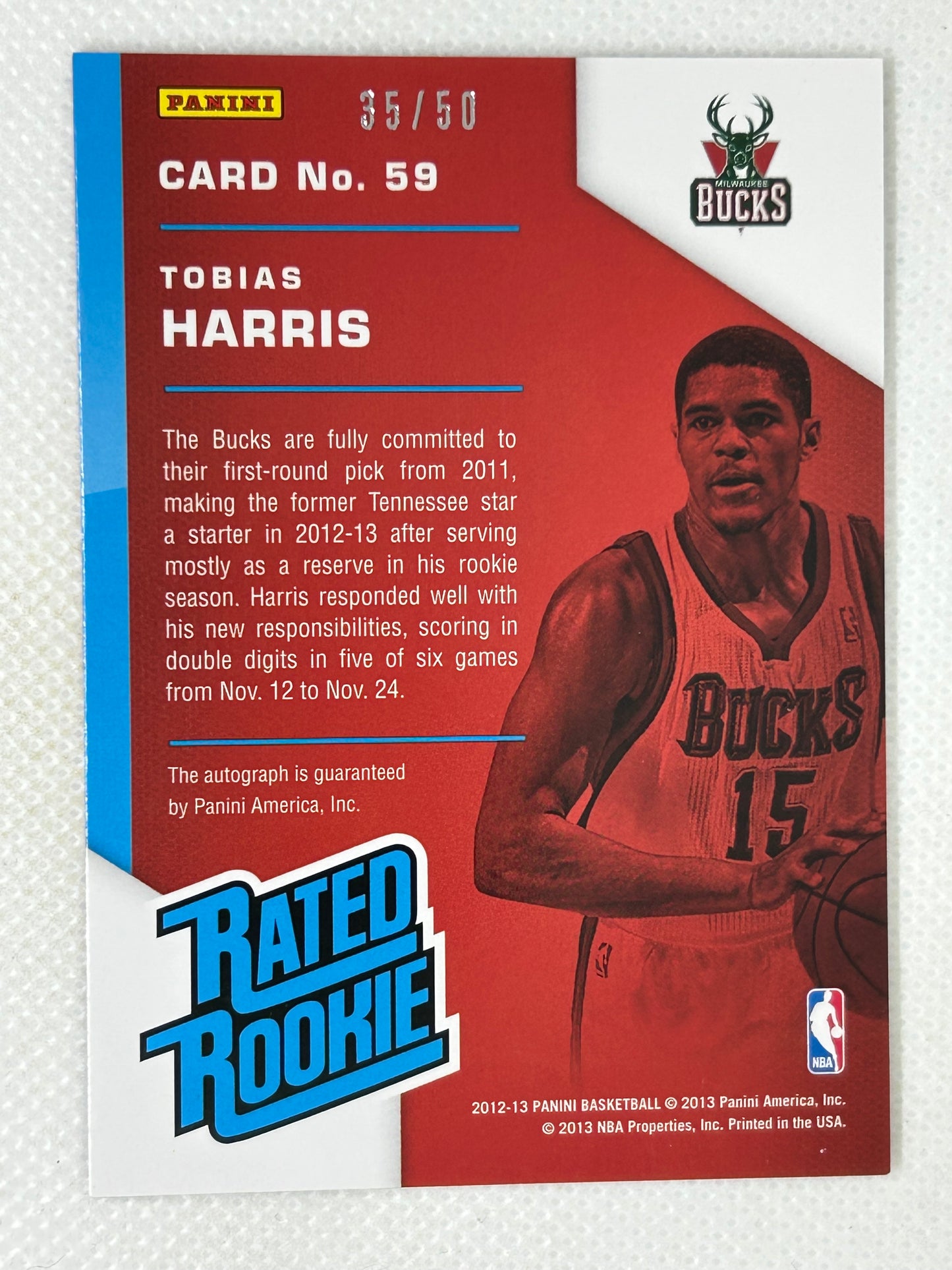 2012-13 Panini Rated Rookie Signatures #59 Tobias Harris /50 Milwaukee Bucks