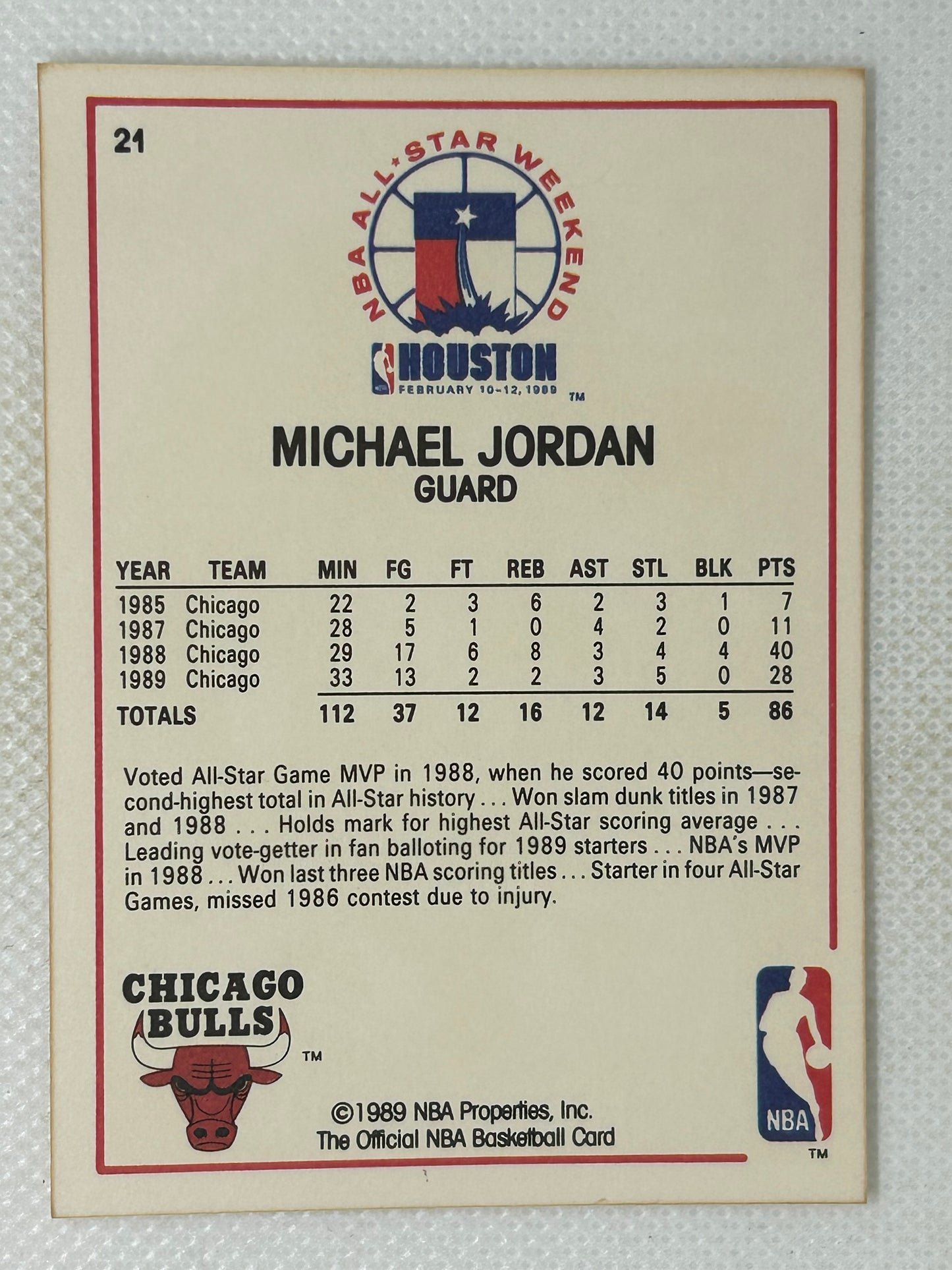 1989-90 NBA Hoops Michael Jordan All-Star Game #21 Chicago Bulls