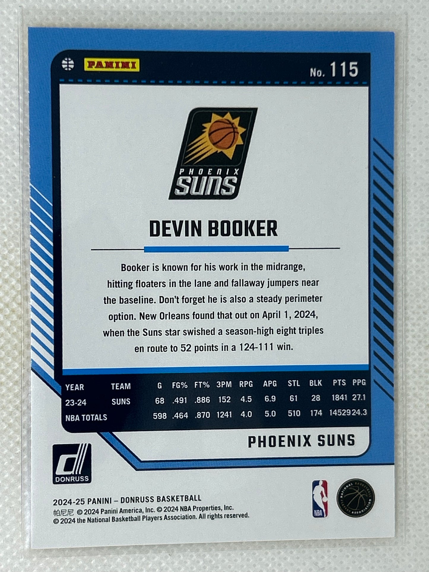 2024-25 Panini Donruss Yellow Flood Devin Booker #115 Phoenix Suns