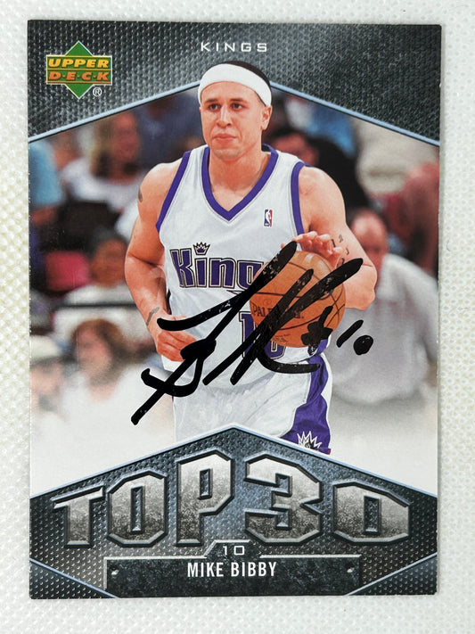 2007-08 Upper Deck UD Top 30 #UT21 Mike Bibby Sacramento Kings Signed Card