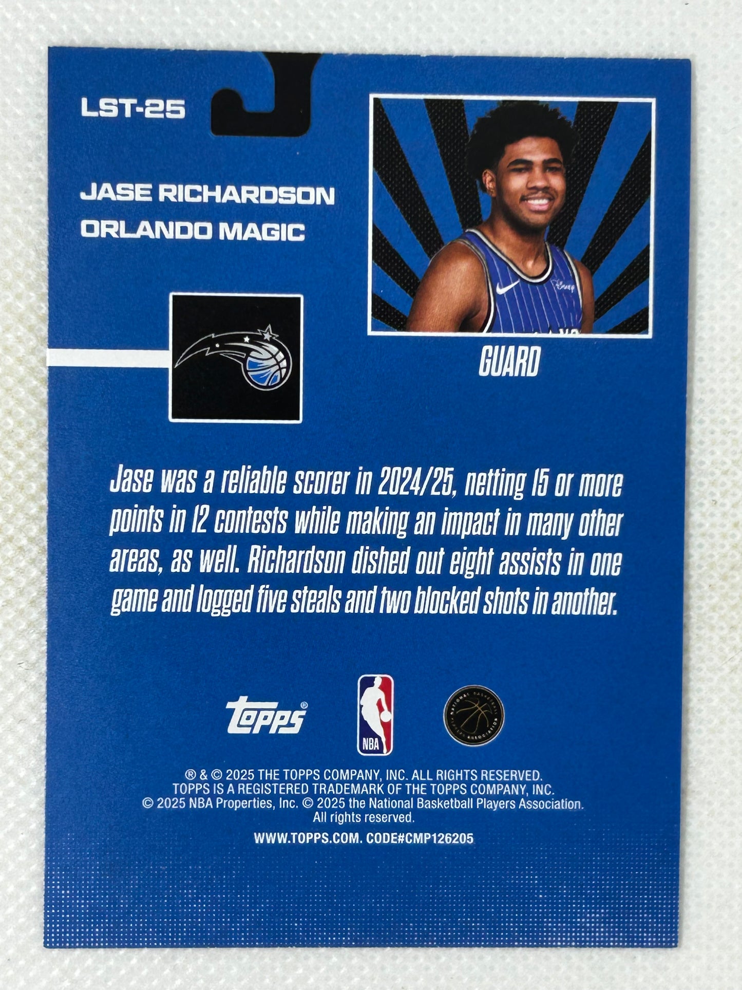 2025-26 Topps Limited Stock Legends Holo #LST-25 Jase Richardson Orlando Magic