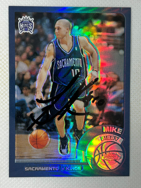 2002-03 Topps Chrome Refractor Mike Bibby #61 Sacramento Kings Signed Card