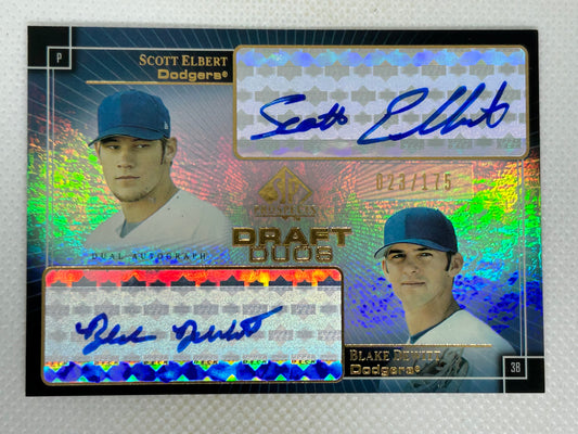 2004 Upper Deck SP Prospects Draft Duos Rookie Autograph /175 Blake DeWitt Scott Elbert Los Angeles Dodgers