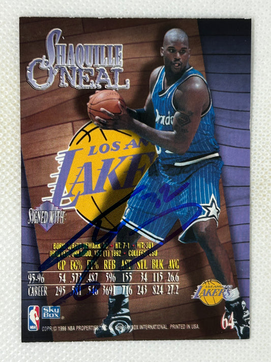 1996-97 Skybox Z Force Shaquille O'Neal #64 Los Angeles Lakers Signed Card