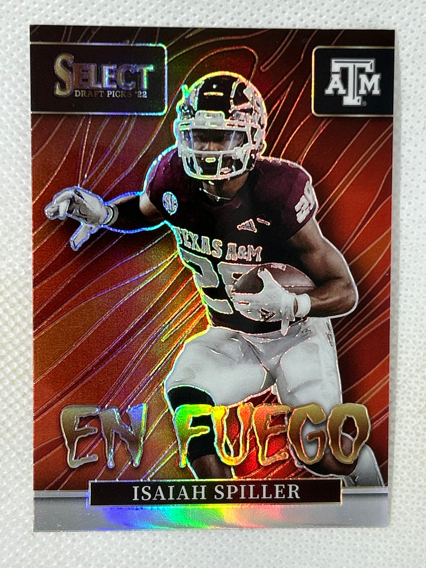2022 Panini Select Draft Picks En Fuego #EN-IS Isaiah Spiller Texas A&M Aggies