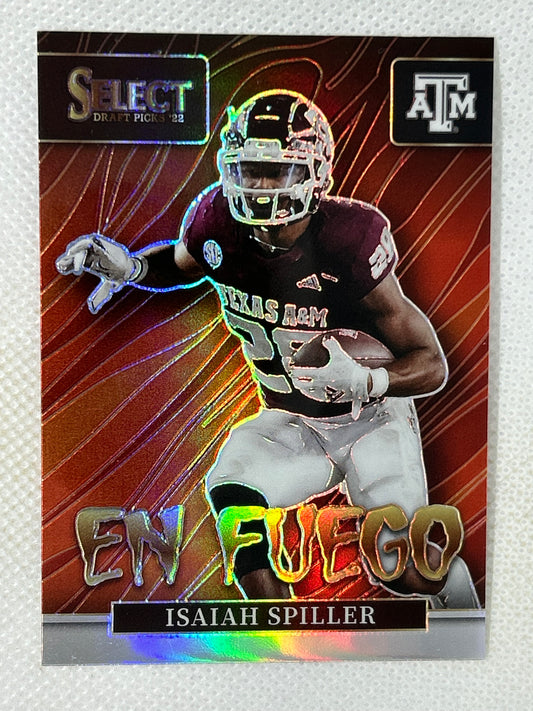 2022 Panini Select Draft Picks En Fuego #EN-IS Isaiah Spiller Texas A&M Aggies