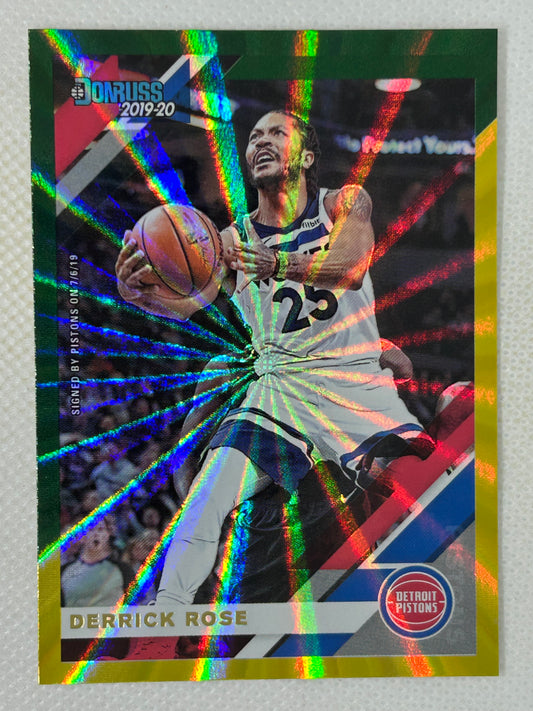 2019-20 Panini Donruss Green & Yellow Laser #121 Derrick Rose Detroit Pistons