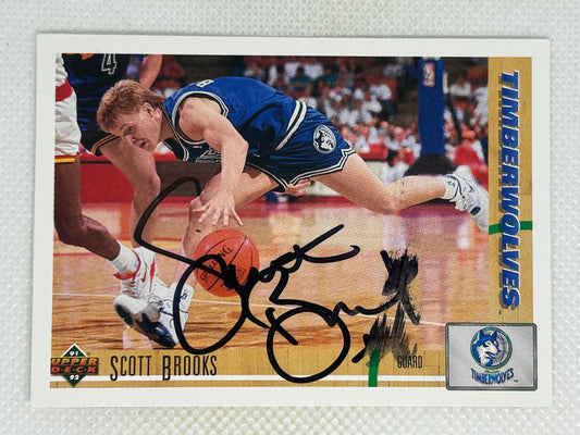 1991-92 Upper Deck Scott Brooks #303b Minnesota Timberwolves Signed Card