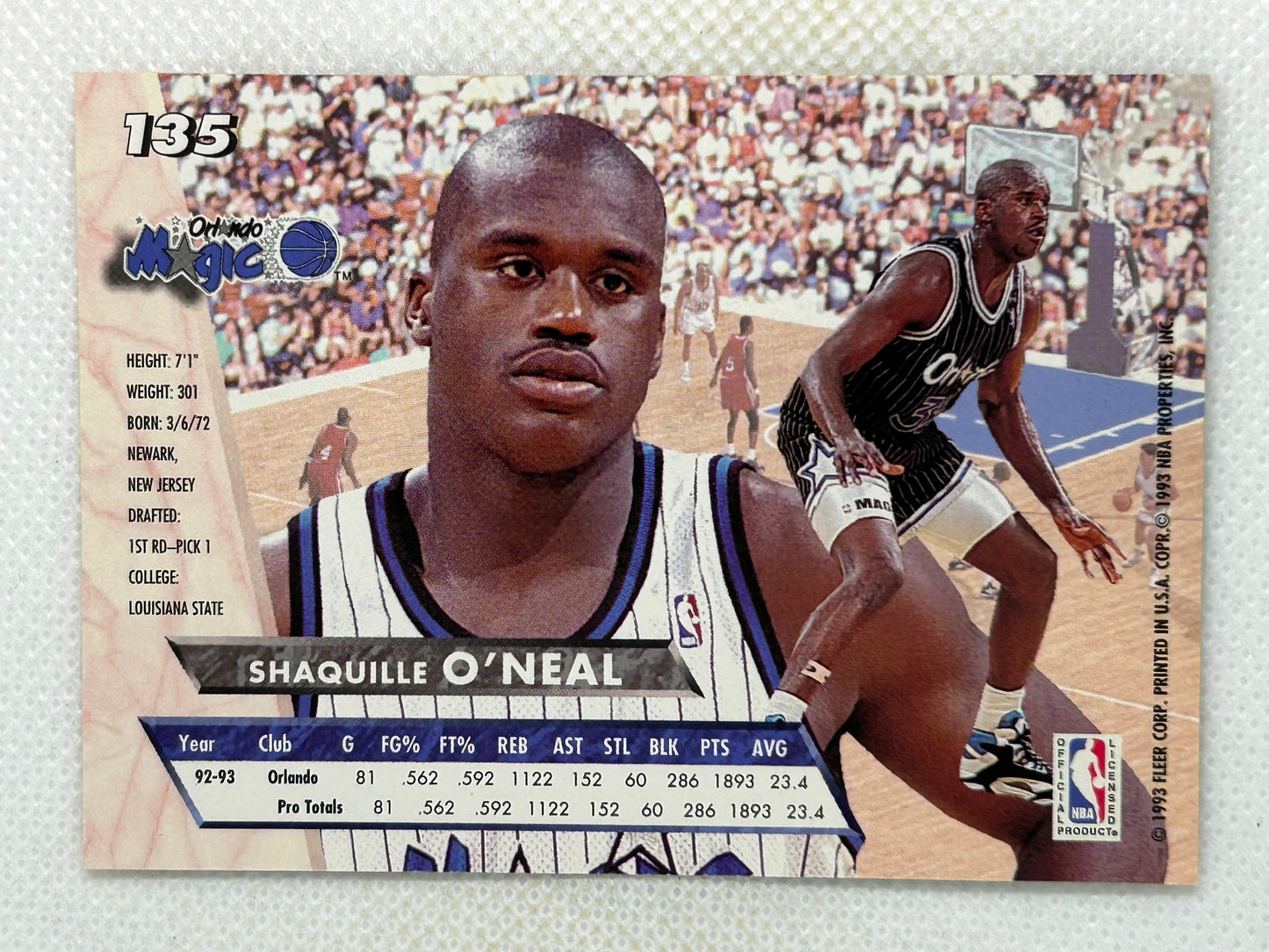 1993-94 Fleer Ultra #135 Shaquille O'Neal Orlando Magic Signed Card