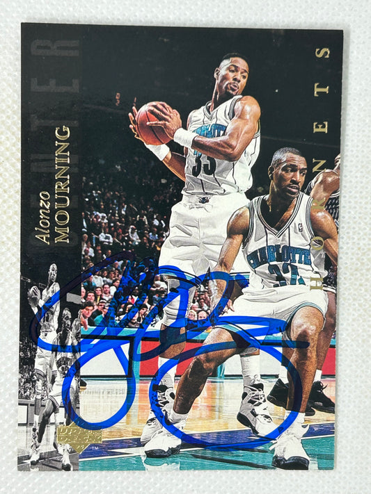 1993-94 Upper Deck #145 Alonzo Mourning Charlotte Hornets Signed Card