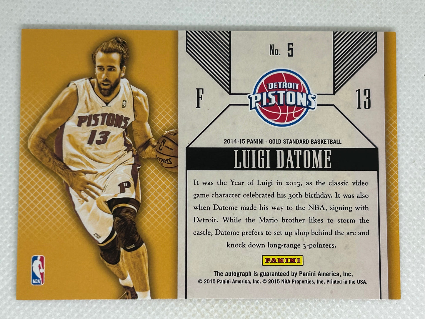 2014-15 Panini Gold Standard SuperScribe Autographs #5 Luigi Datome /199 Detroit Pistons