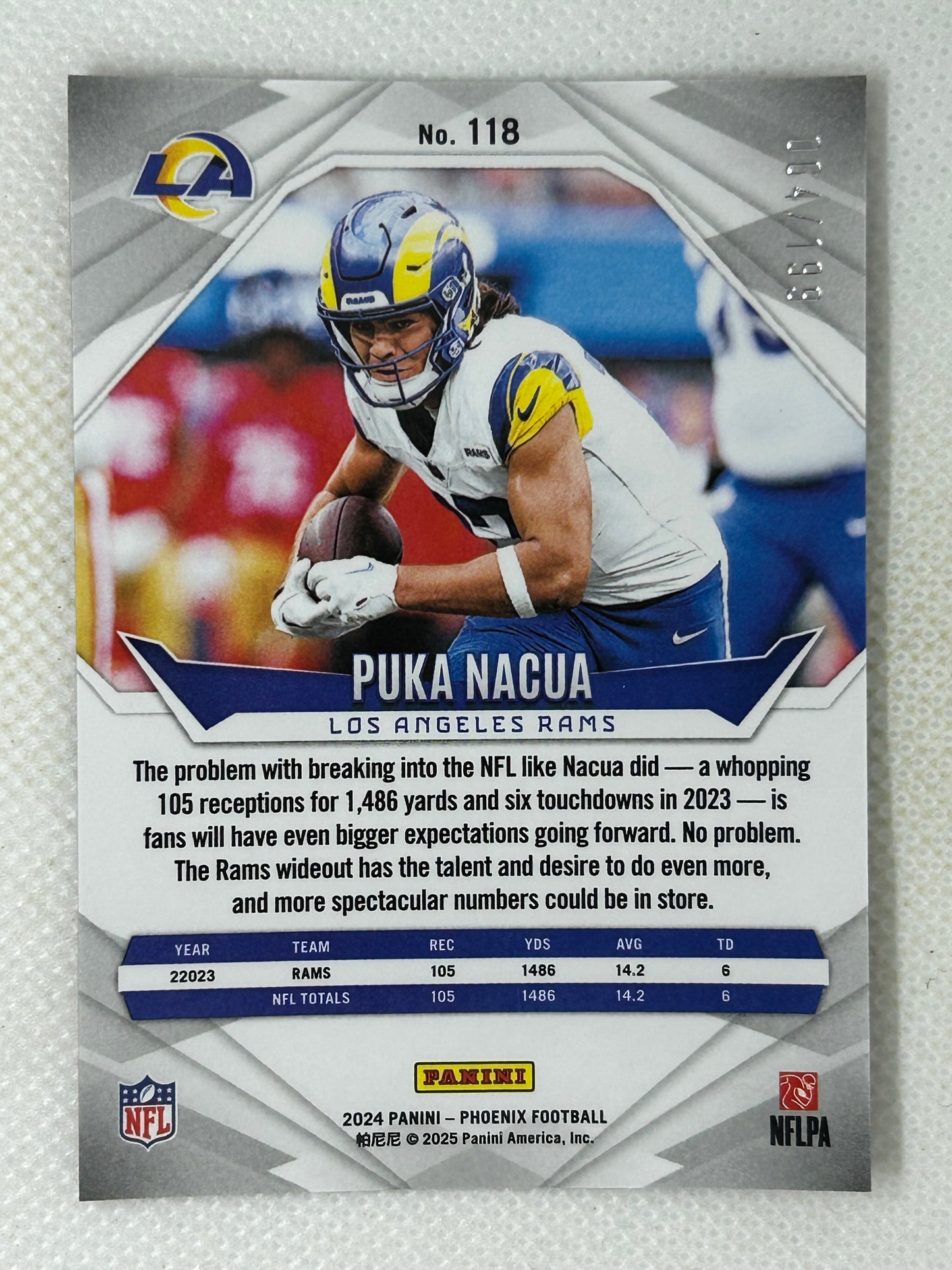 2024 Panini Phoenix Red Laser /199 Puka Nacua #118 Los Angeles Rams